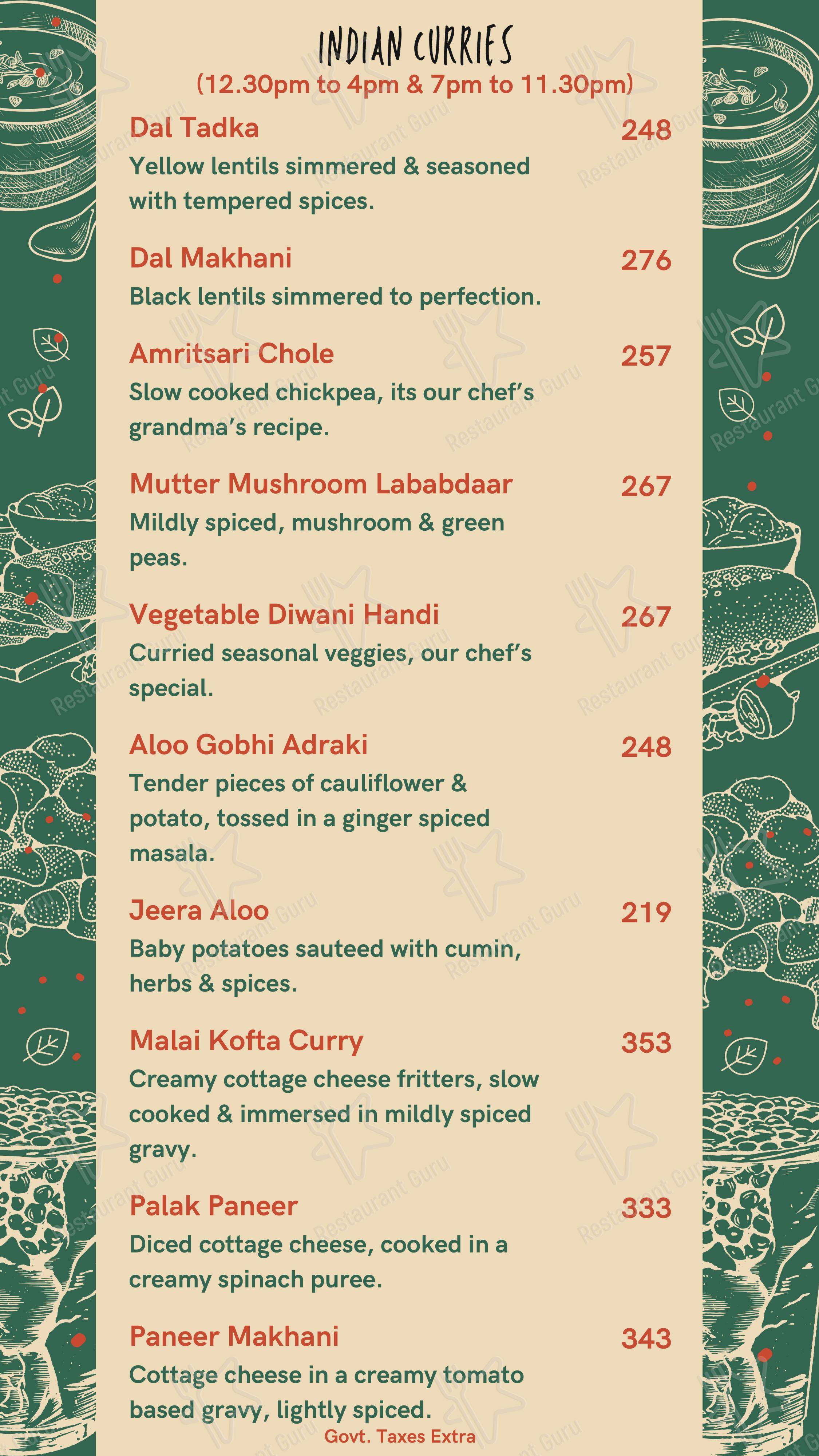 Menu for Cafe Vagabond in New Delhi