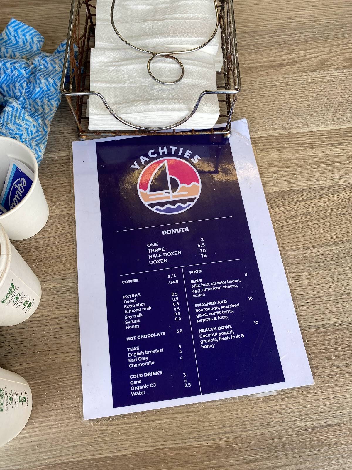 Yachties' Cafe menu