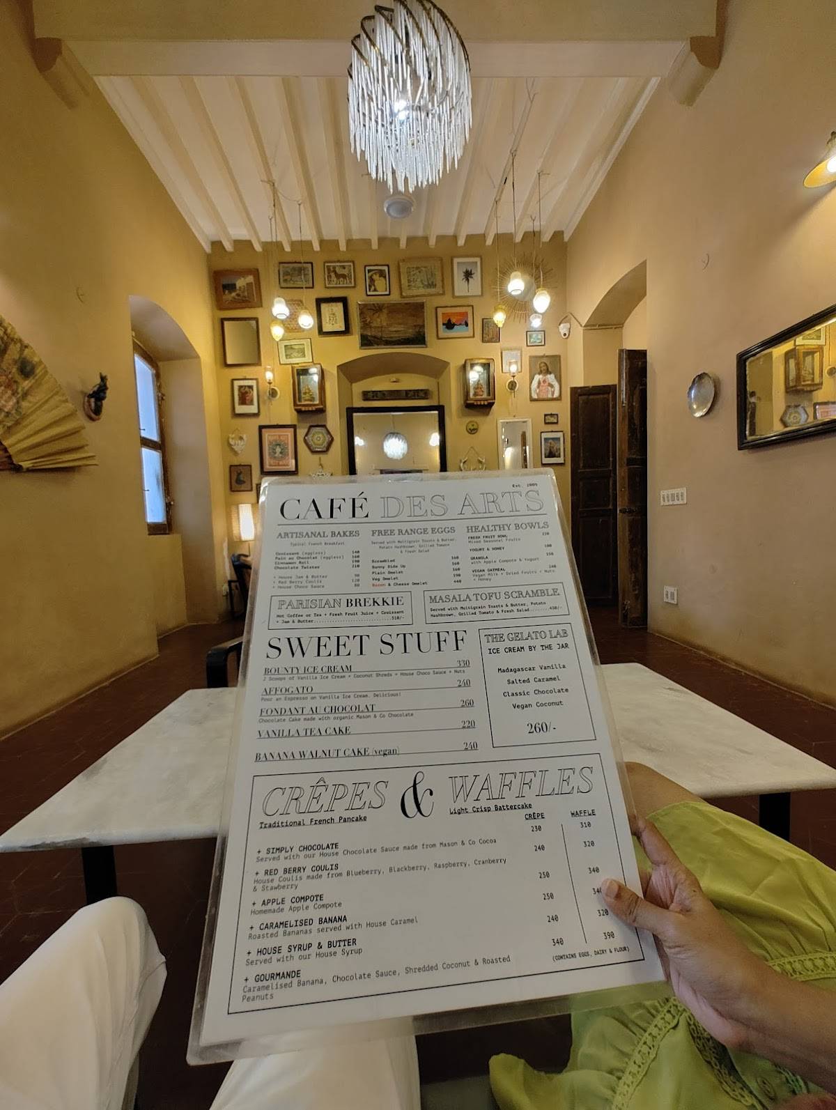 Cafe des Arts menu