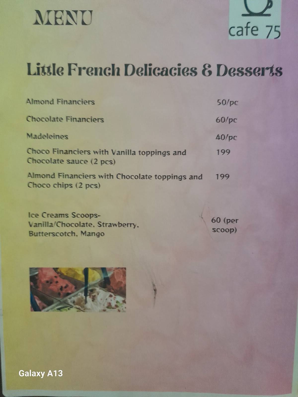 Cafe75 menu