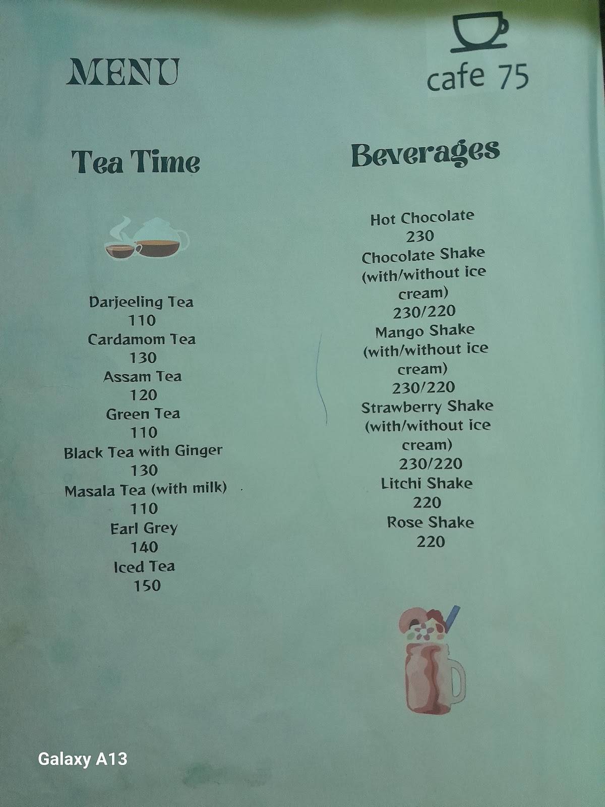 Cafe75 menu