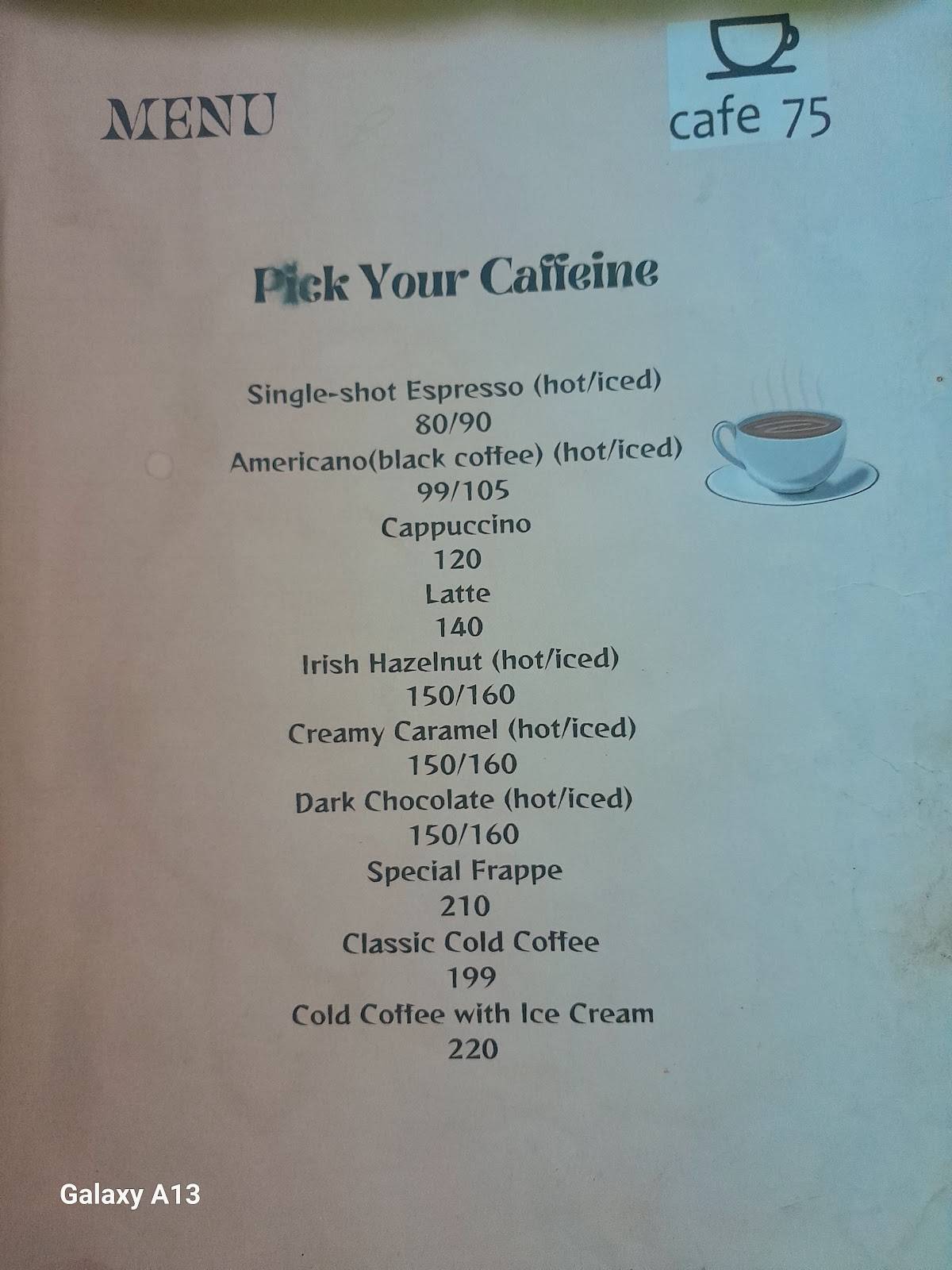 Cafe75 menu
