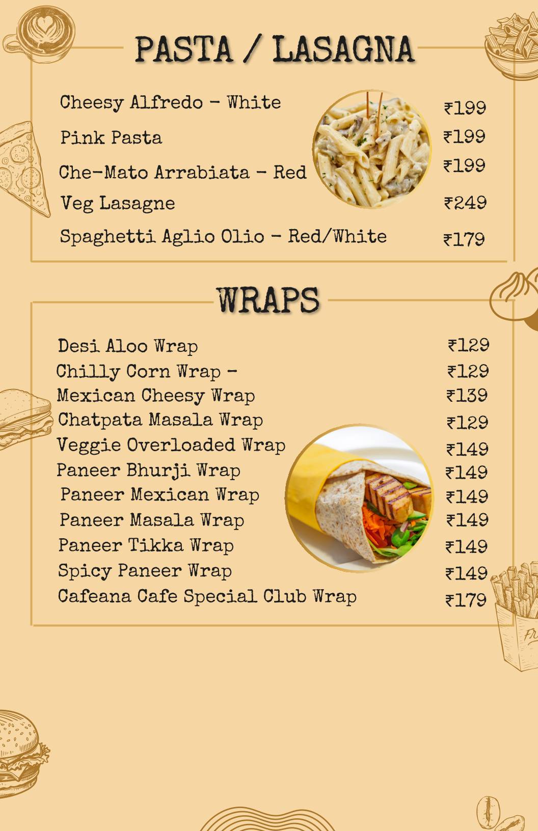 Cafeana Cafe Studio & Lounge menu