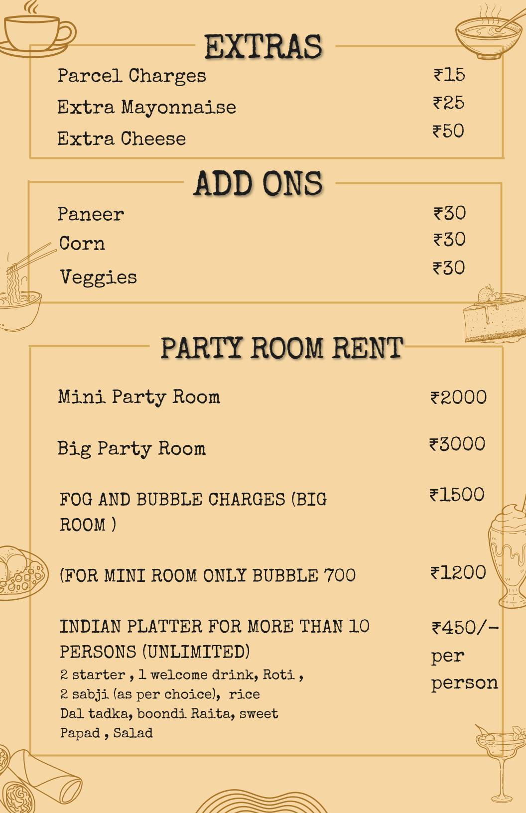 Cafeana Cafe Studio & Lounge menu