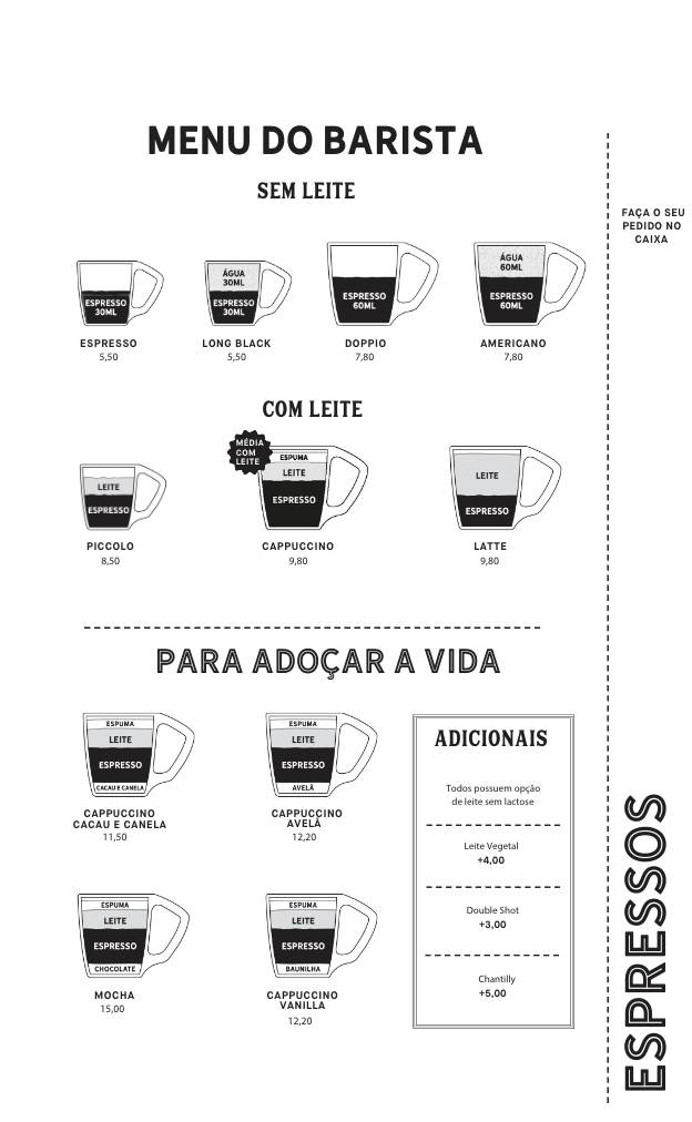 MY Coffee Shop Project cardápio