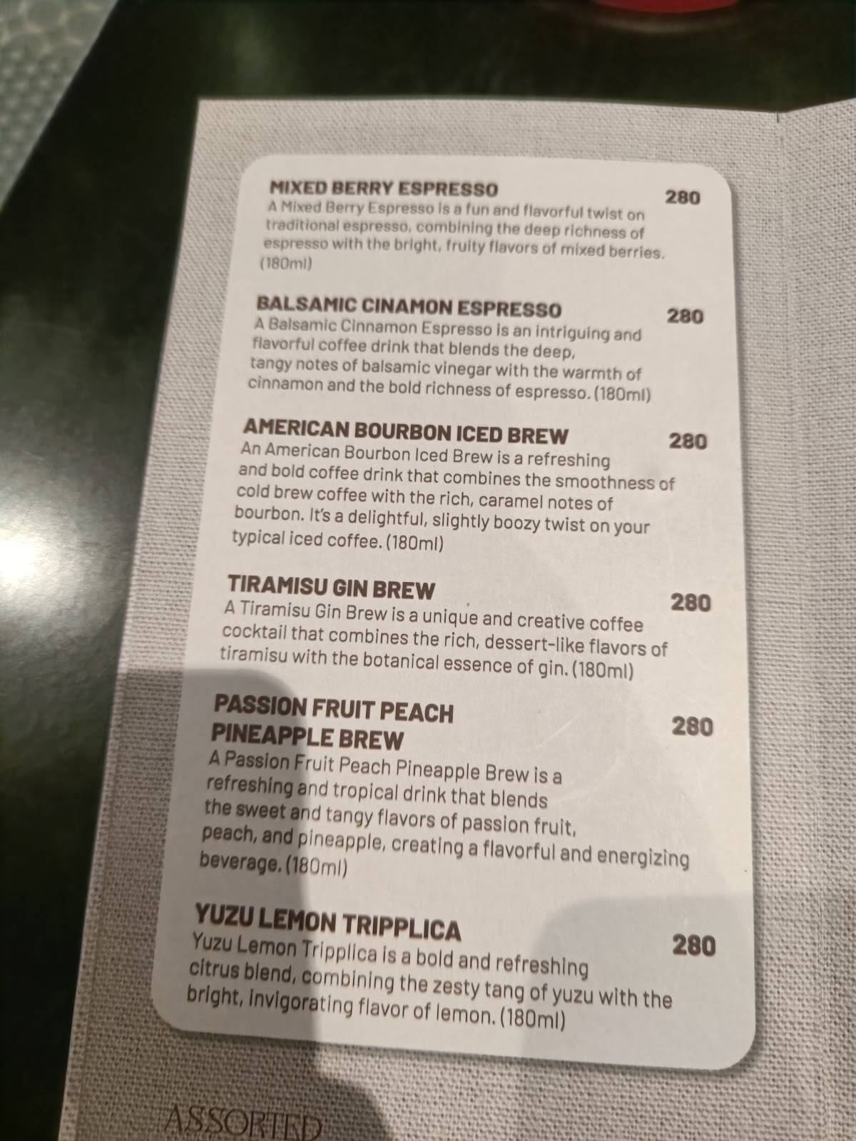 Cafezza be caffeinated menu