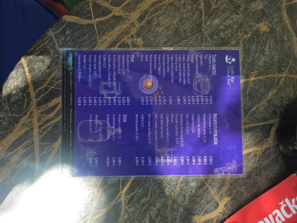 Menu di Caffe Bar Zanzi Bar 