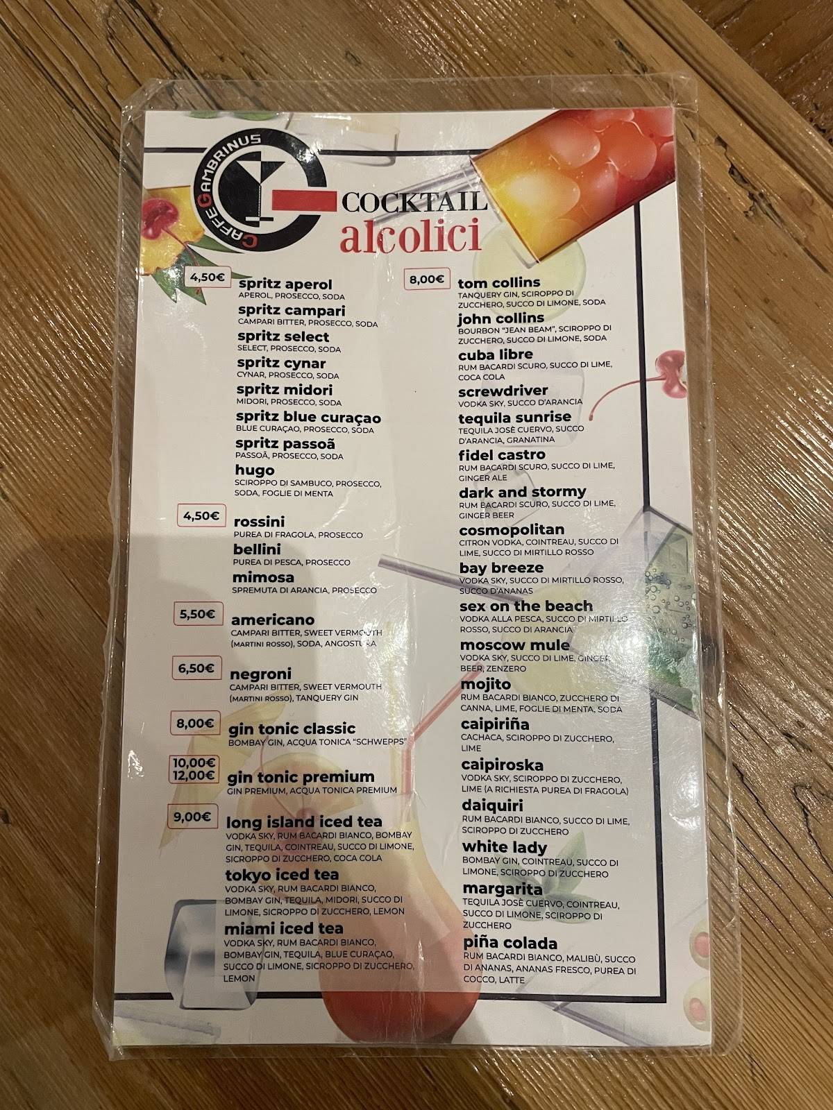 Menu di Caffè Gambrinus 