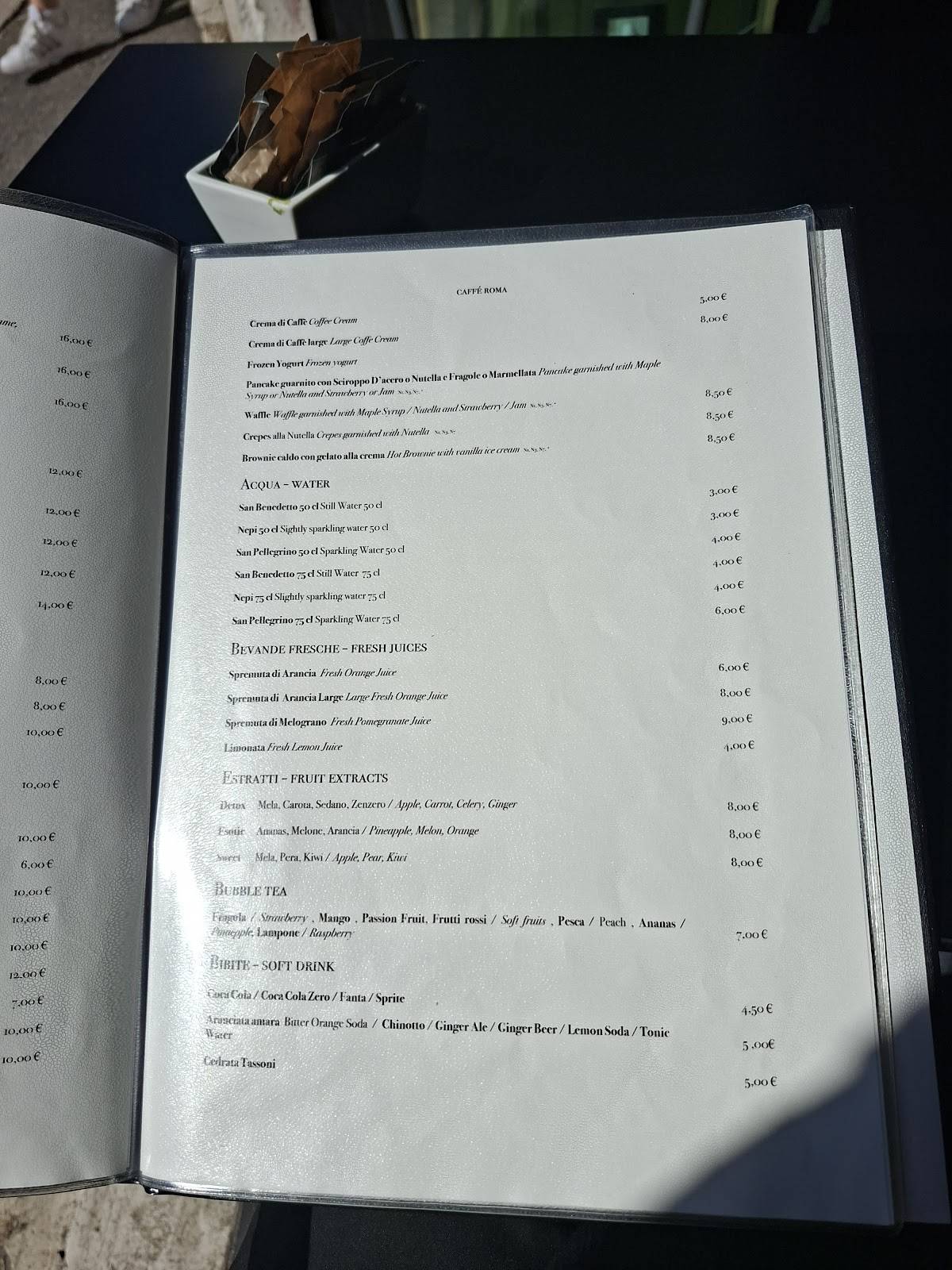 Menu di Caffè Roma 