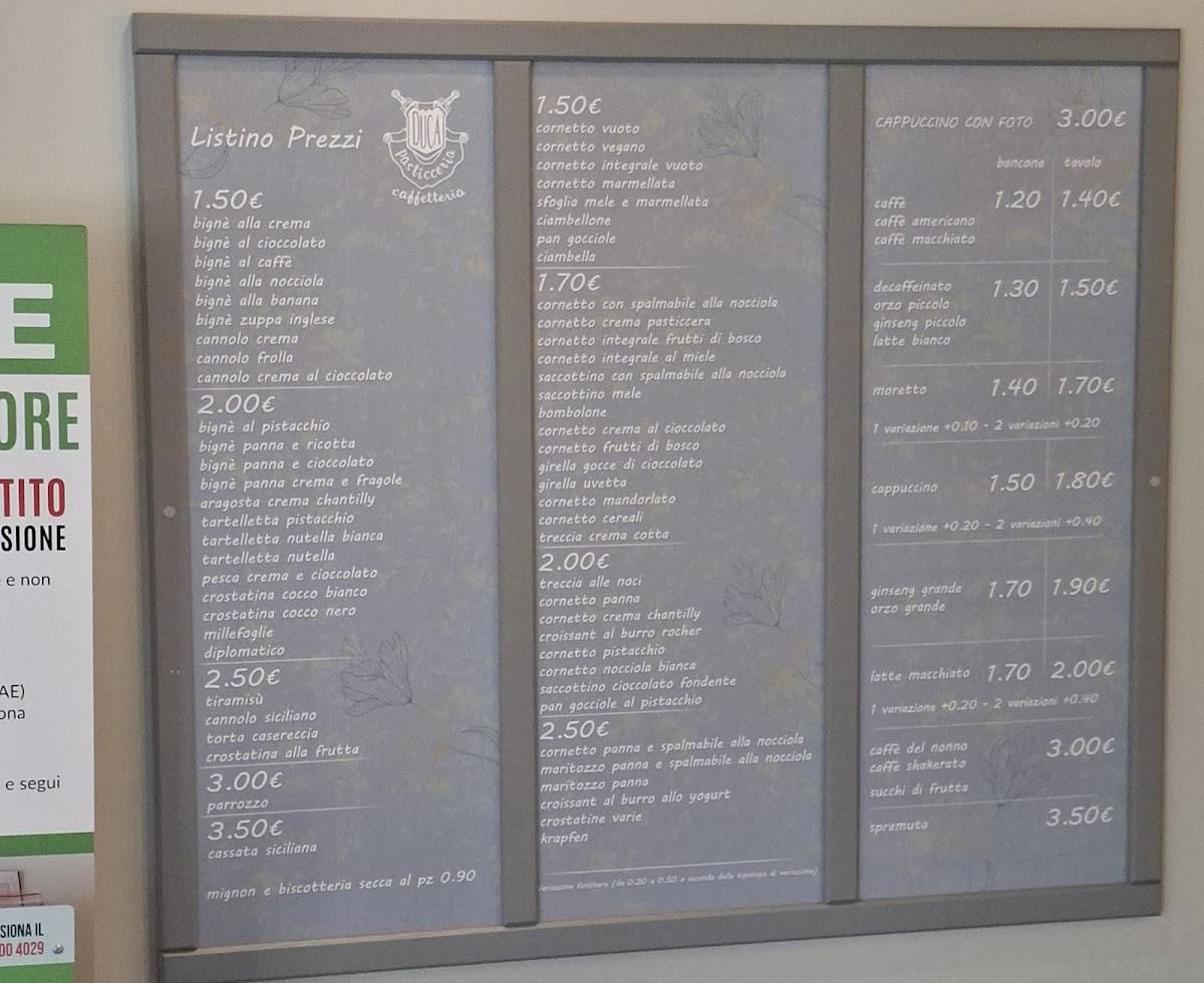 Menu di Caffetteria Pasticceria Duca 