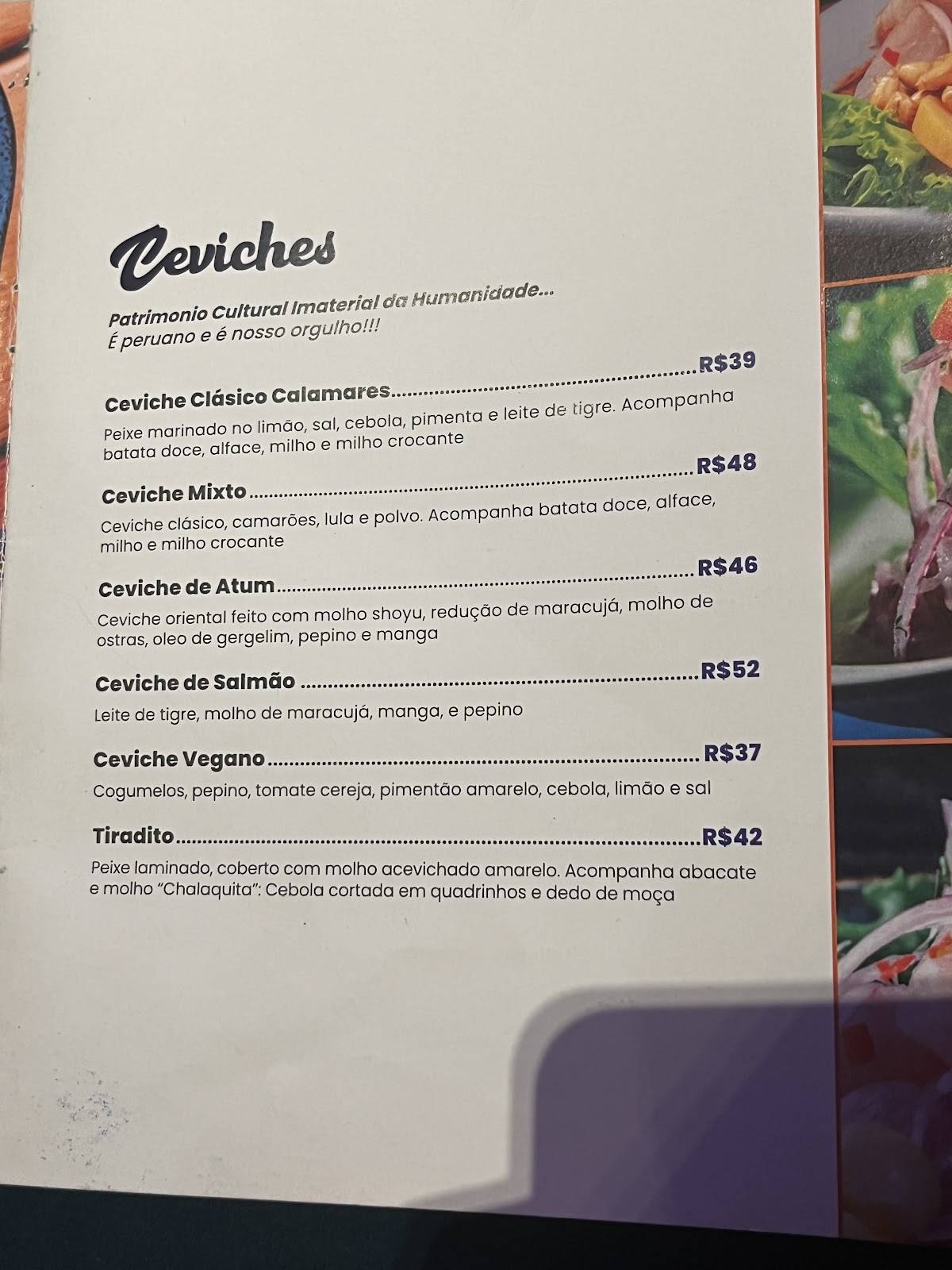 Calamares Cevicheria Restobar cardápio