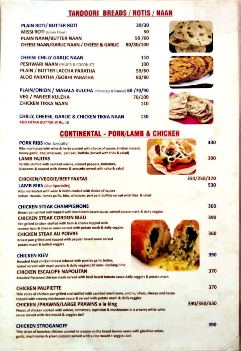 Taste of India Goa menu