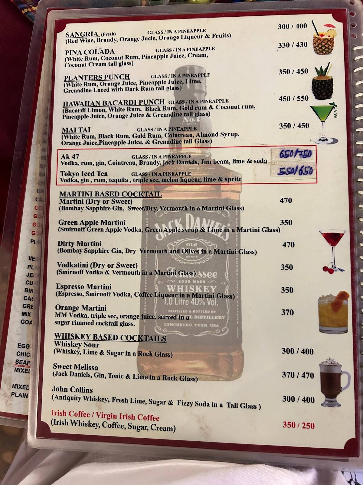 Taste of India Goa menu