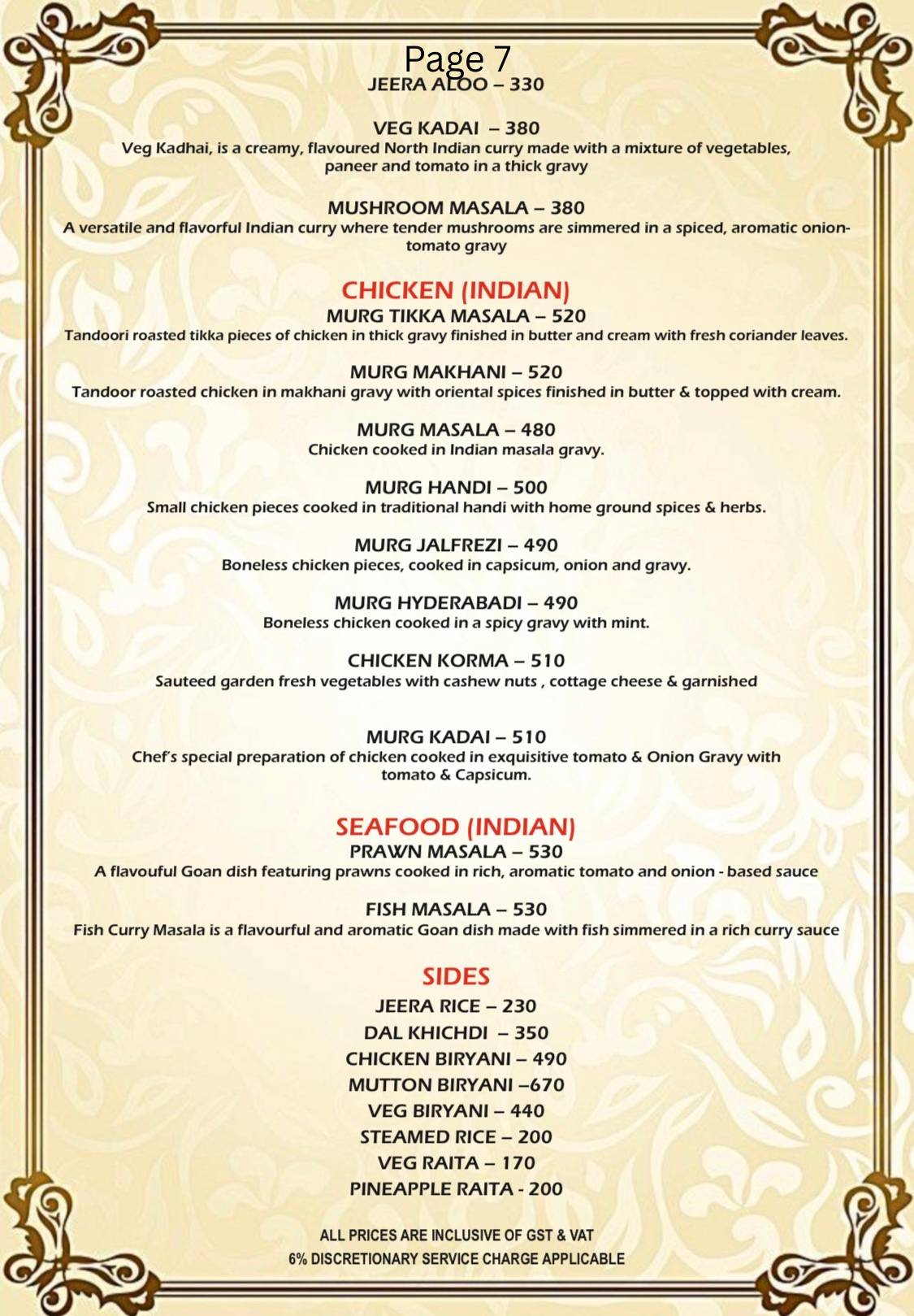 ANGAARA– Bbq Grill & SPORTSBAR menu