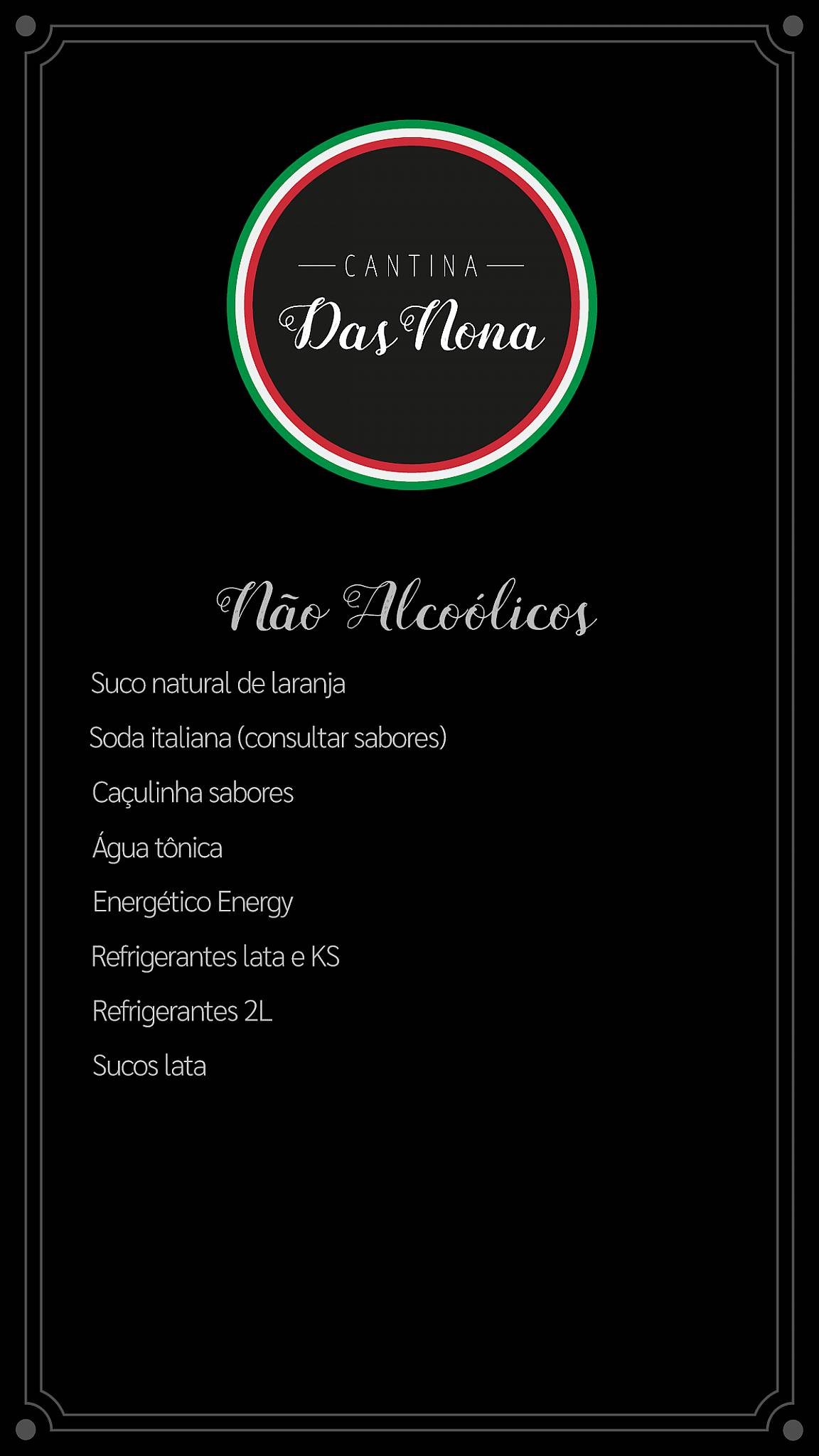Cantina Das Nona cardápio