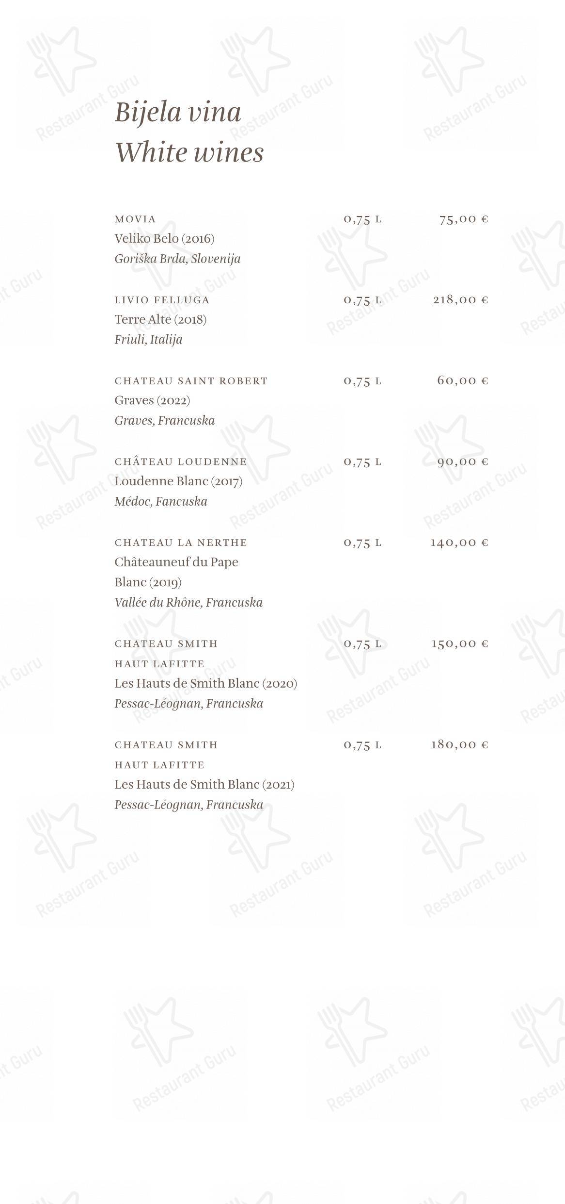 Cap Aureo Signature Restaurant in Rovigno - Основное меню