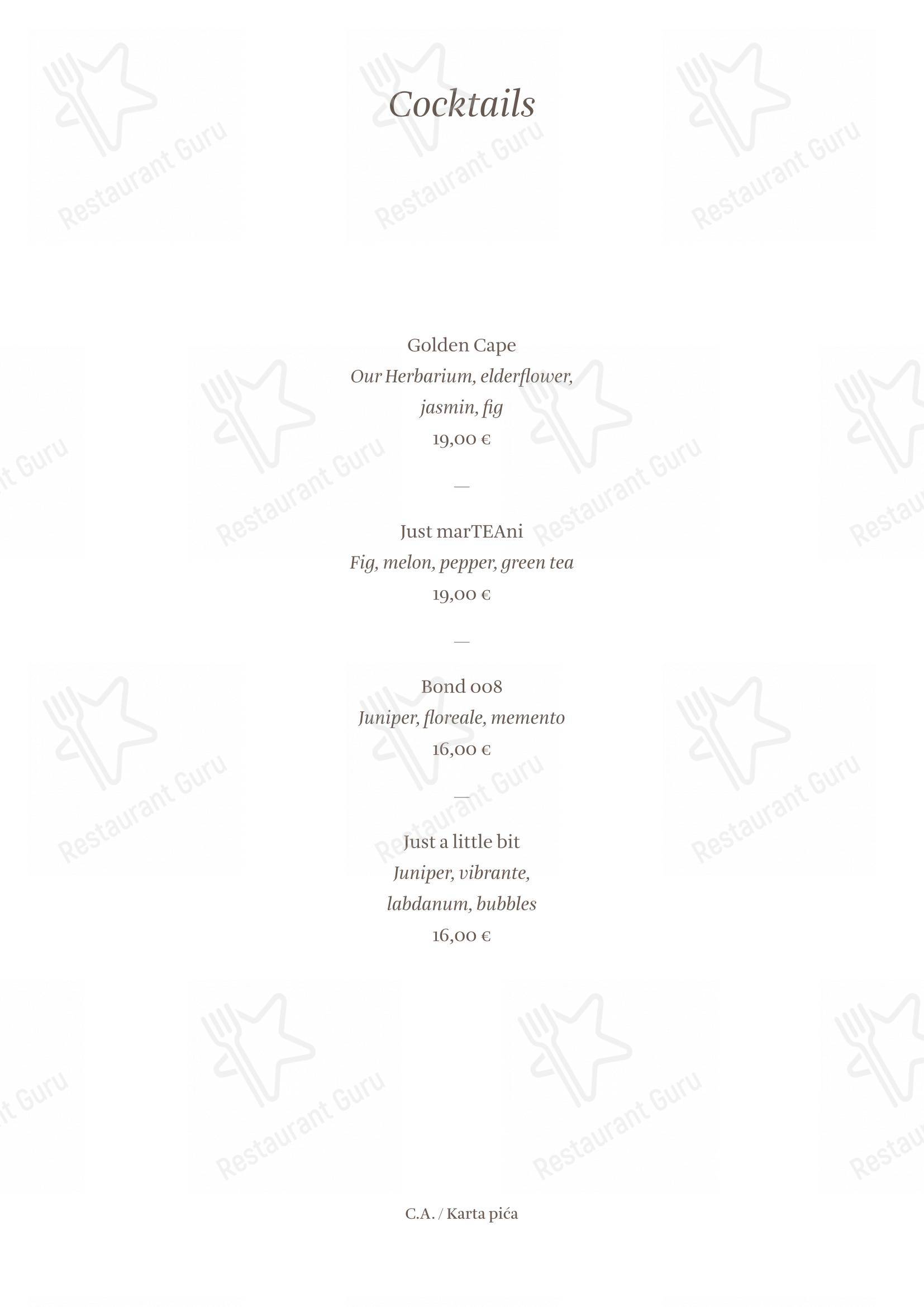 Menu per Cap Aureo Signature Restaurant in Rovigno