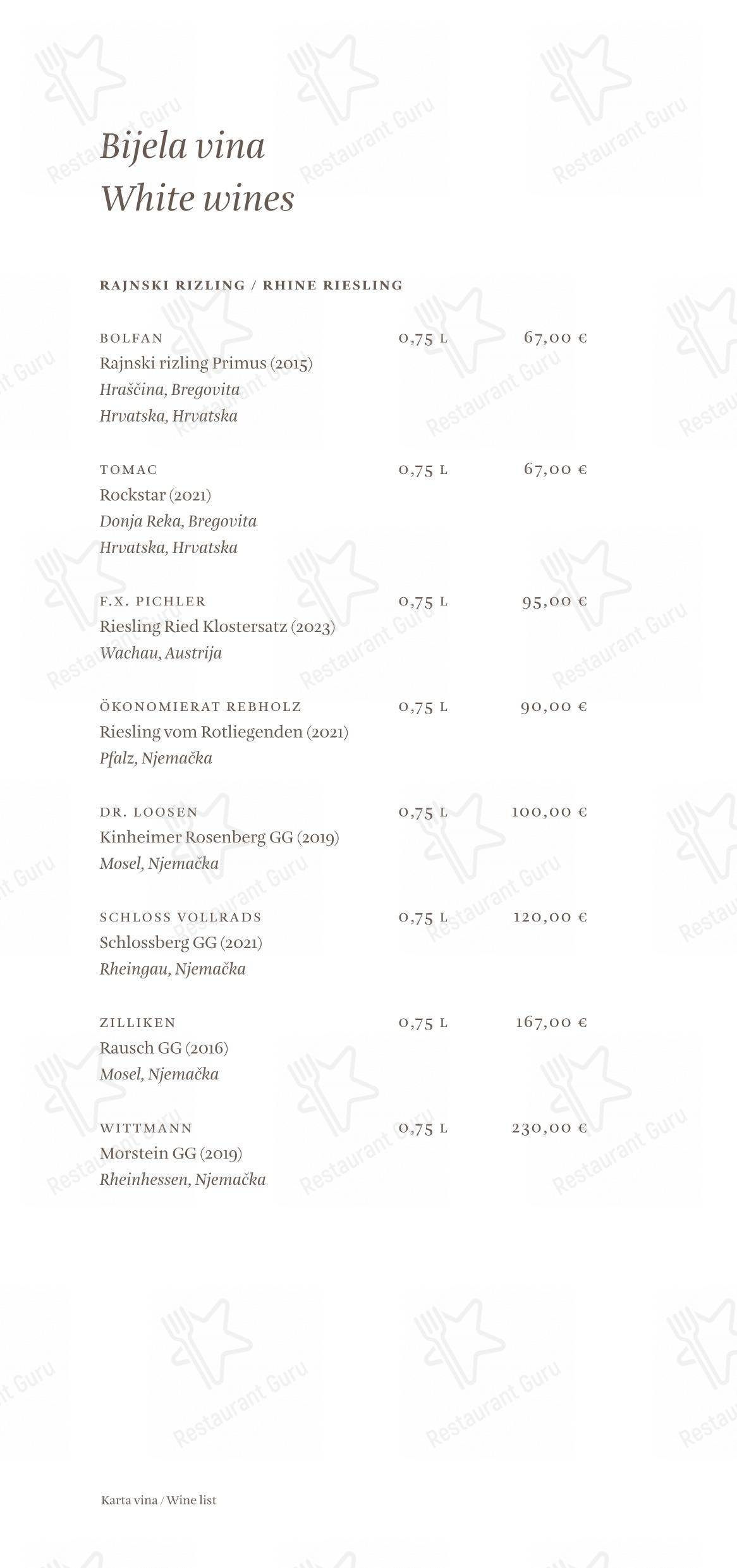 Основное меню per Cap Aureo Signature Restaurant in Rovigno