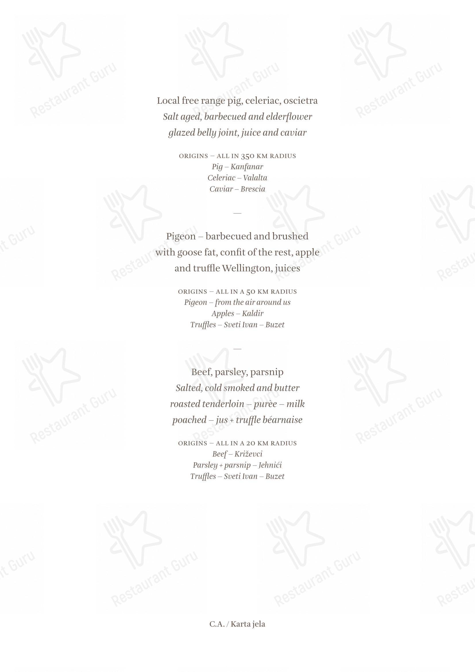 Menu per Cap Aureo Signature Restaurant in Rovigno