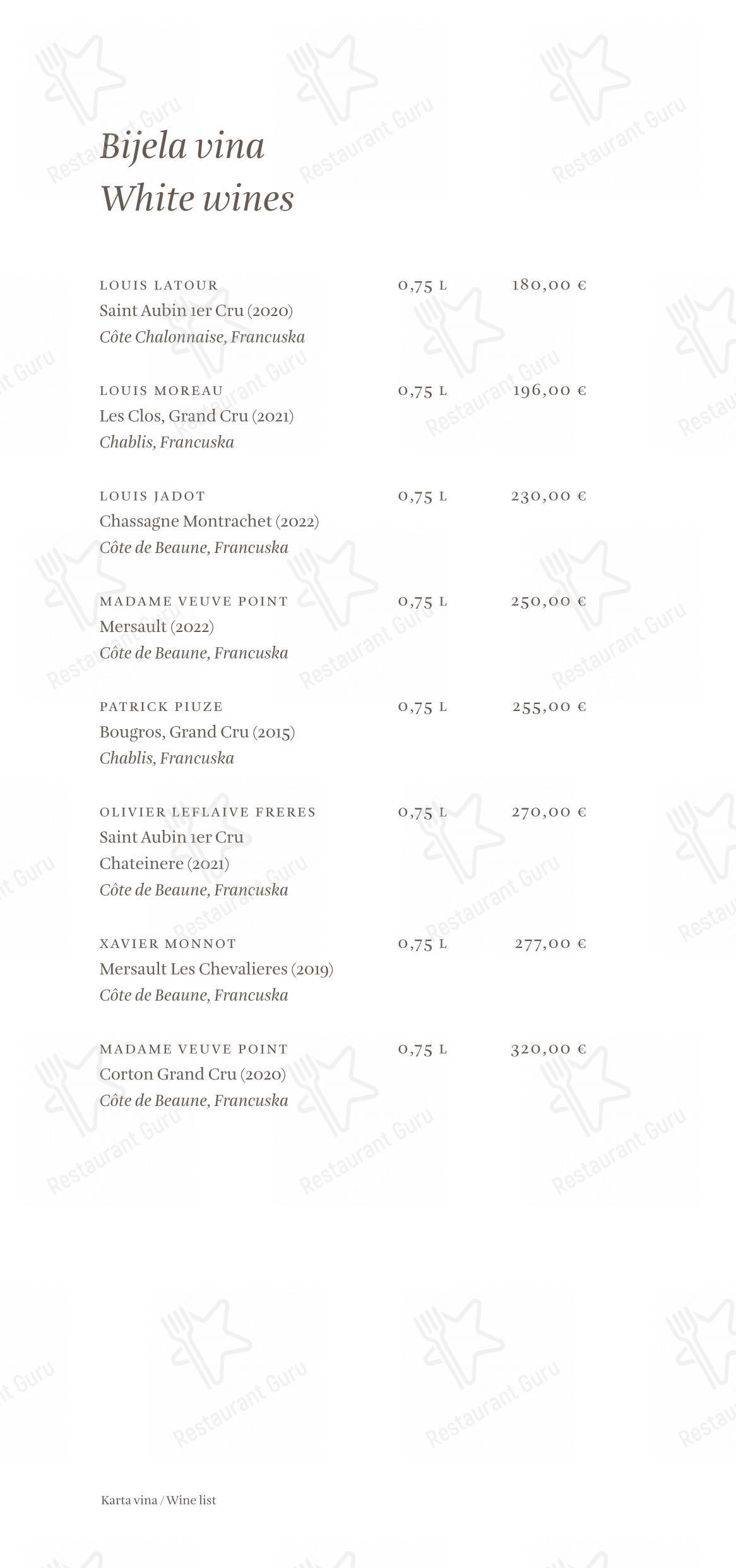 Основное меню per Cap Aureo Signature Restaurant in Rovigno