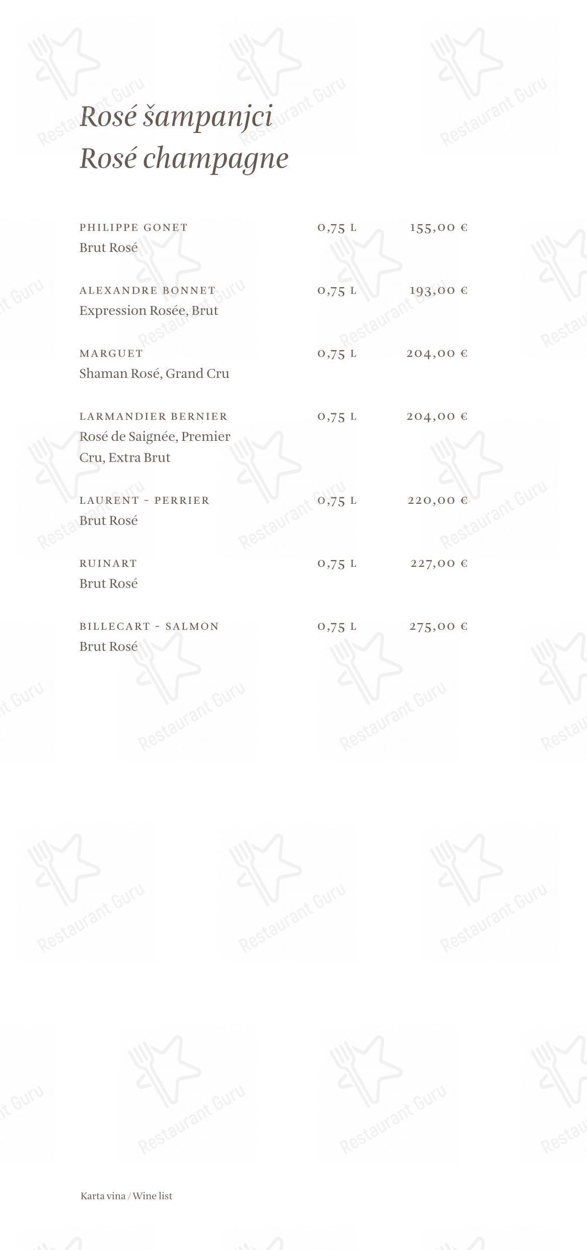 Menu di Cap Aureo Signature Restaurant - Основное меню