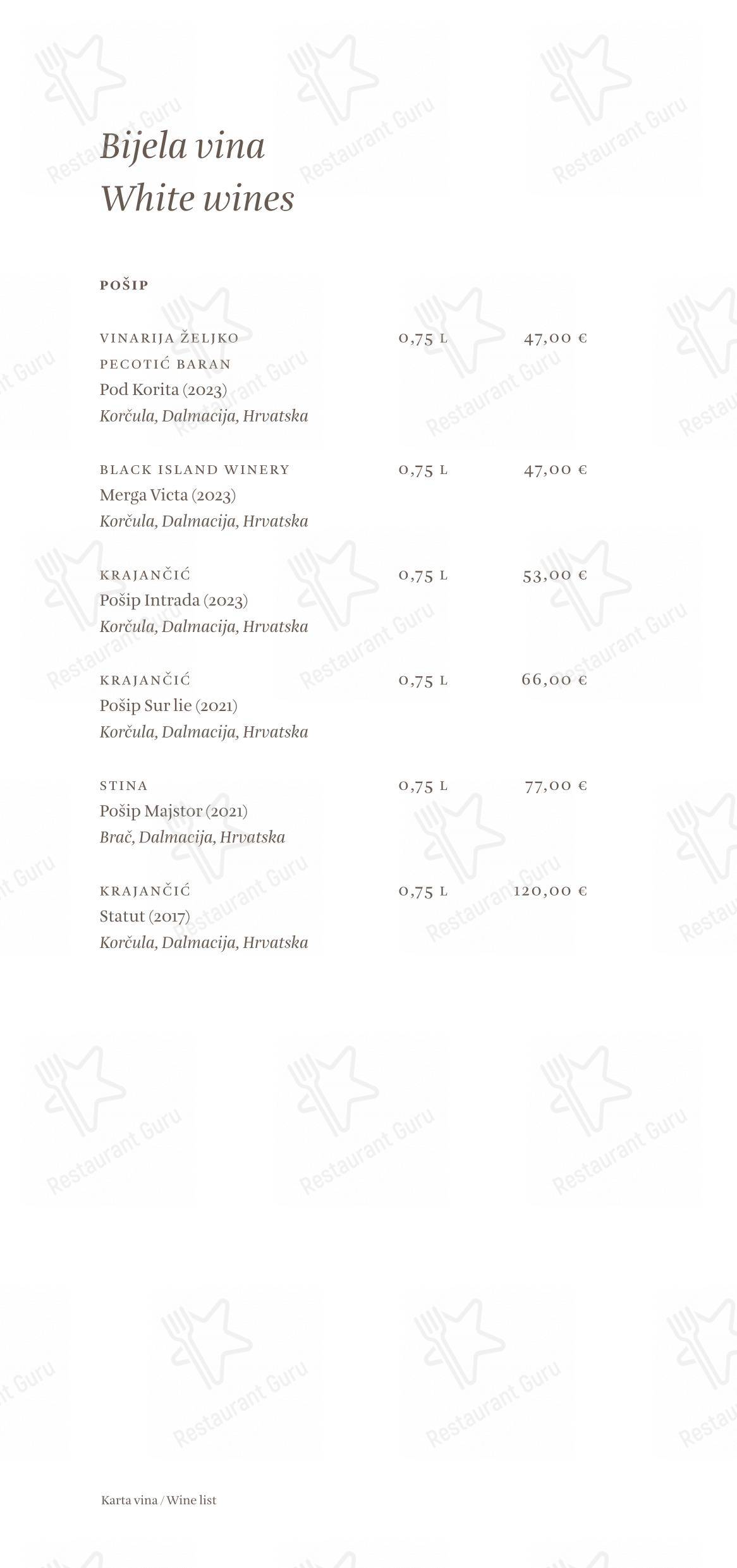 Cap Aureo Signature Restaurant in Rovigno - Основное меню