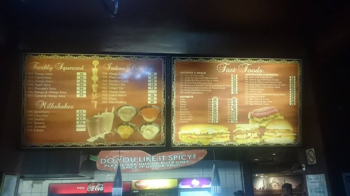 Menu at Food Inn India restaurant, Cape Town, 156 Long St