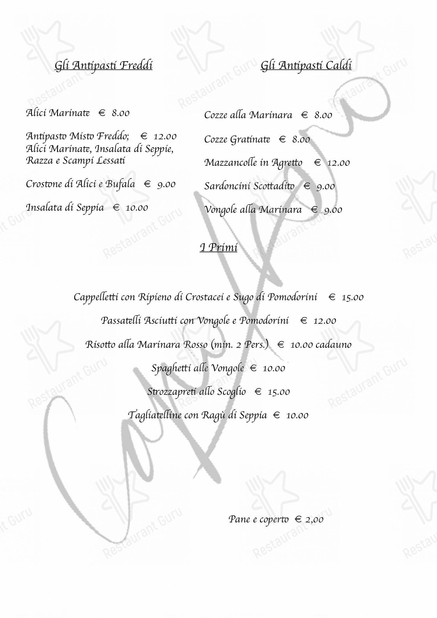 Ristorante Pizzeria Capo Nero in Cesenatico - Menu bar