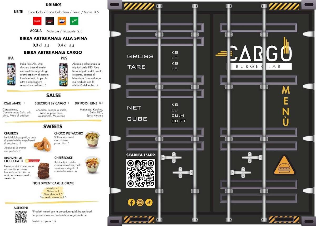 Menu de Cargo Burger Lab