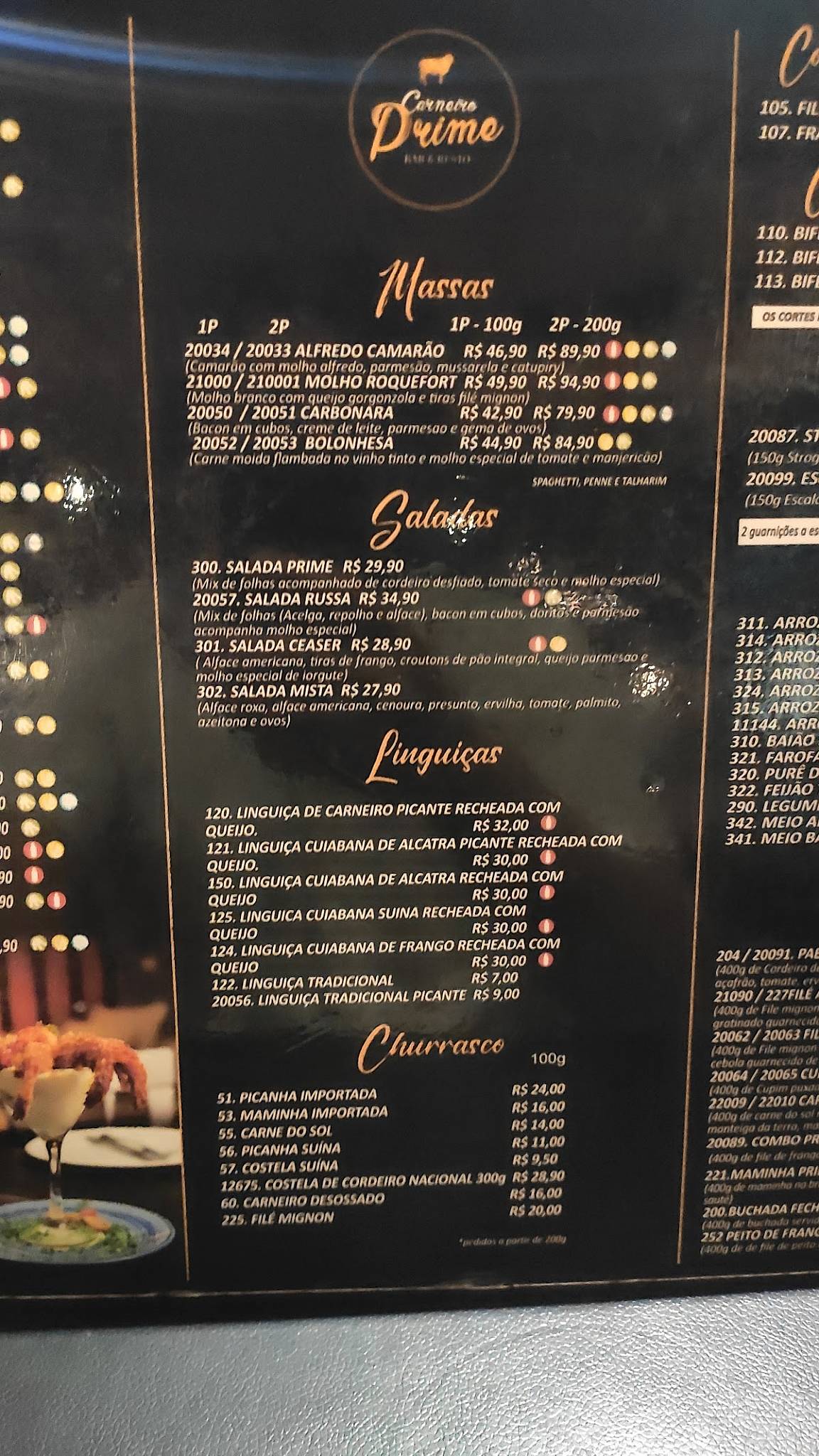 Carneiro Prime Sul cardápio