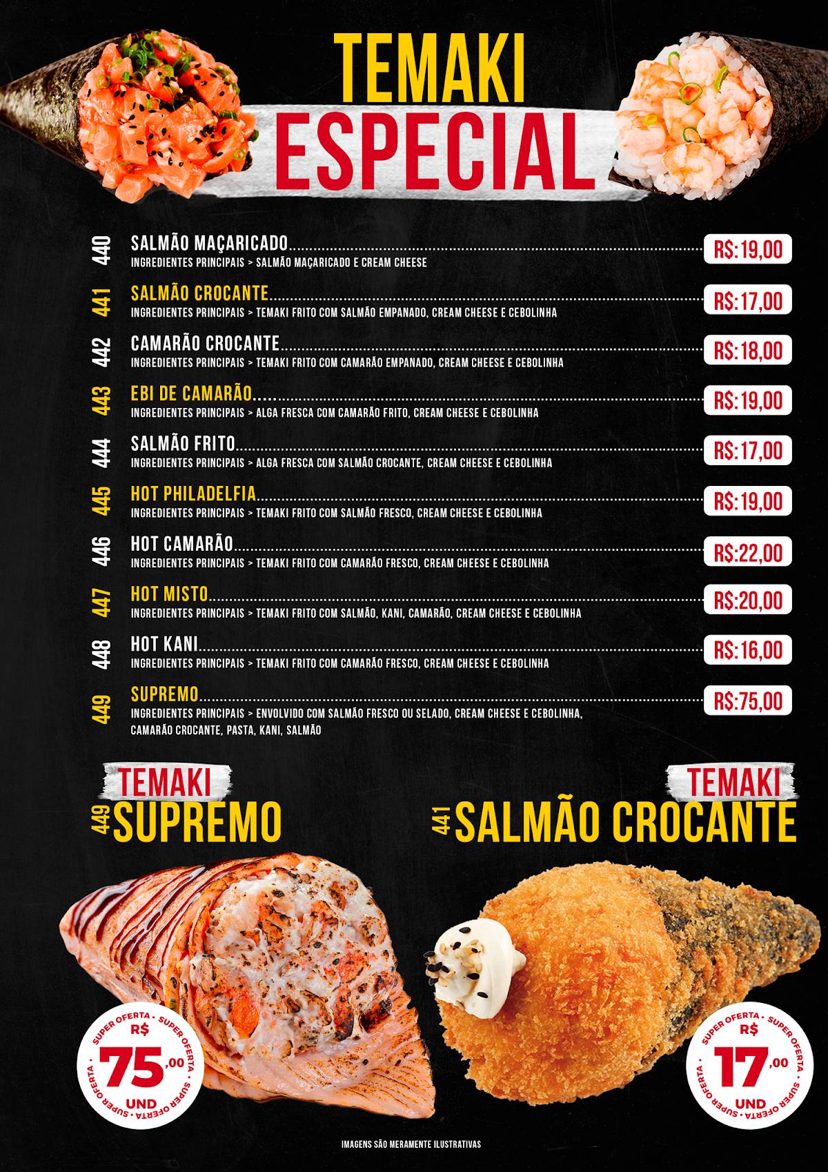 Restaurante TaKaroNo cardápio