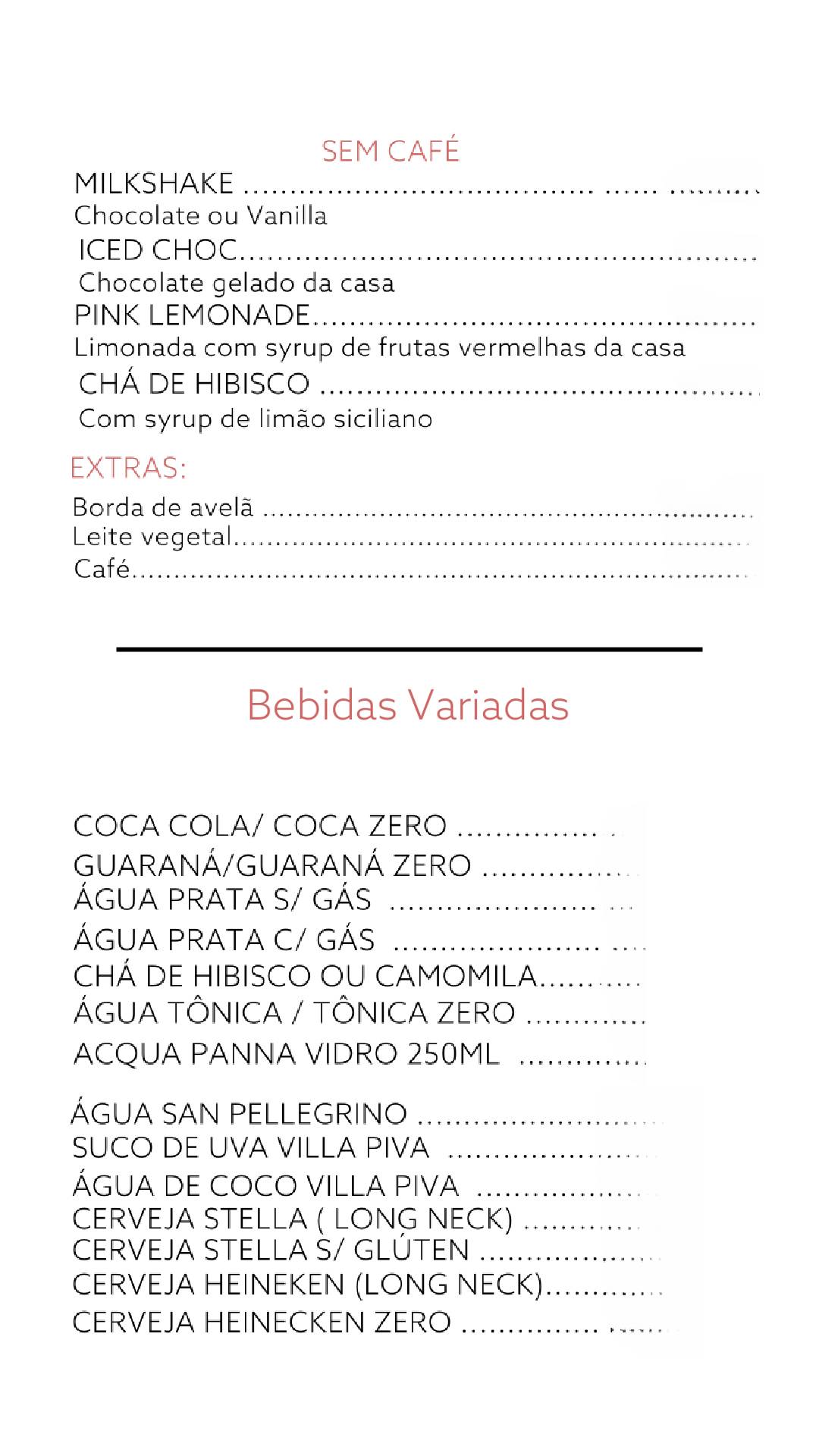 Casa 44 Café cardápio