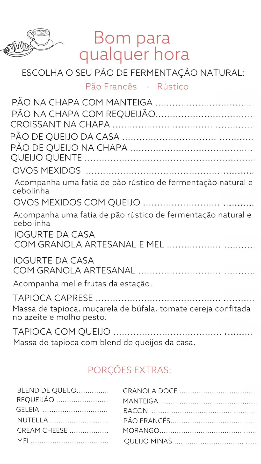 Casa 44 Café cardápio