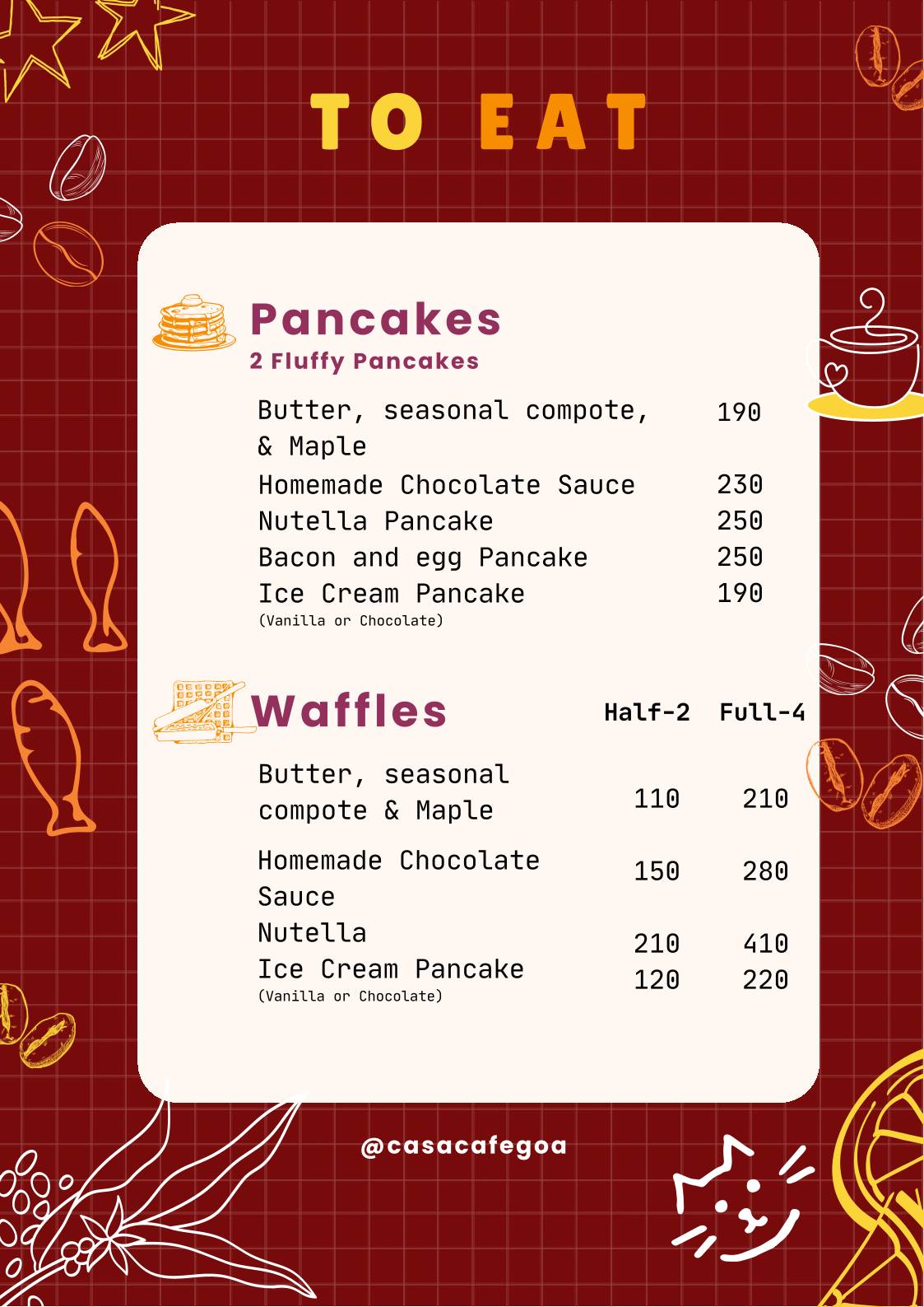Casa Café menu