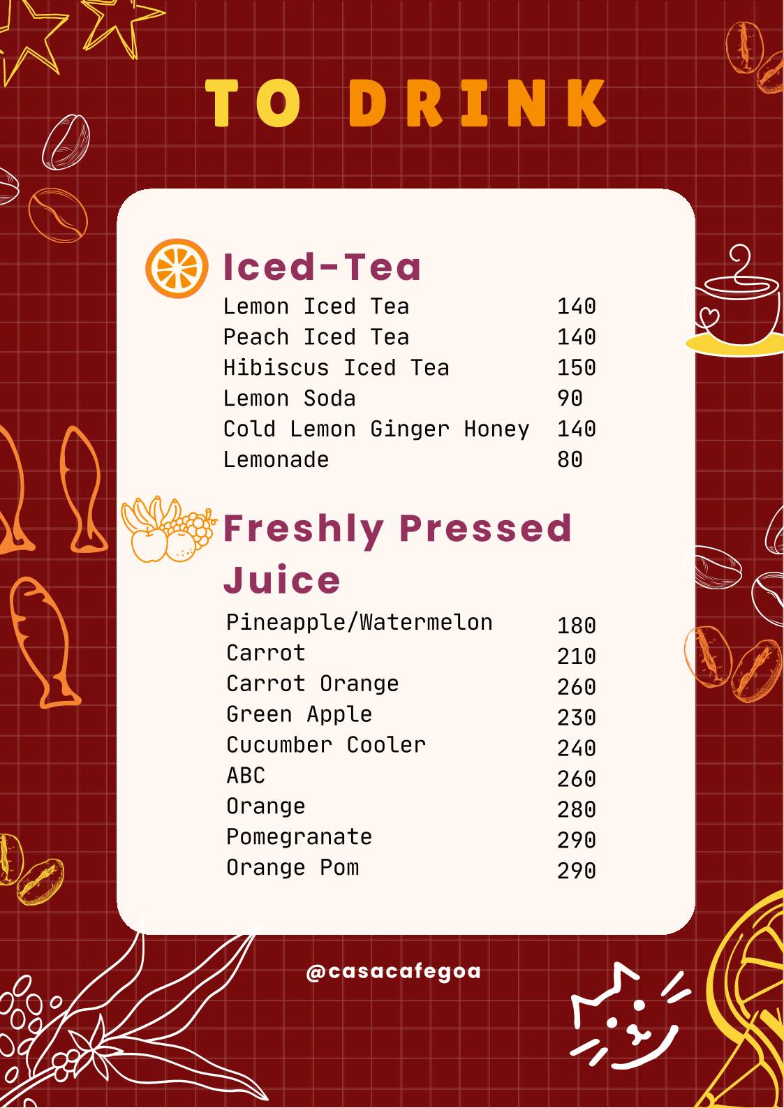 Casa Café menu