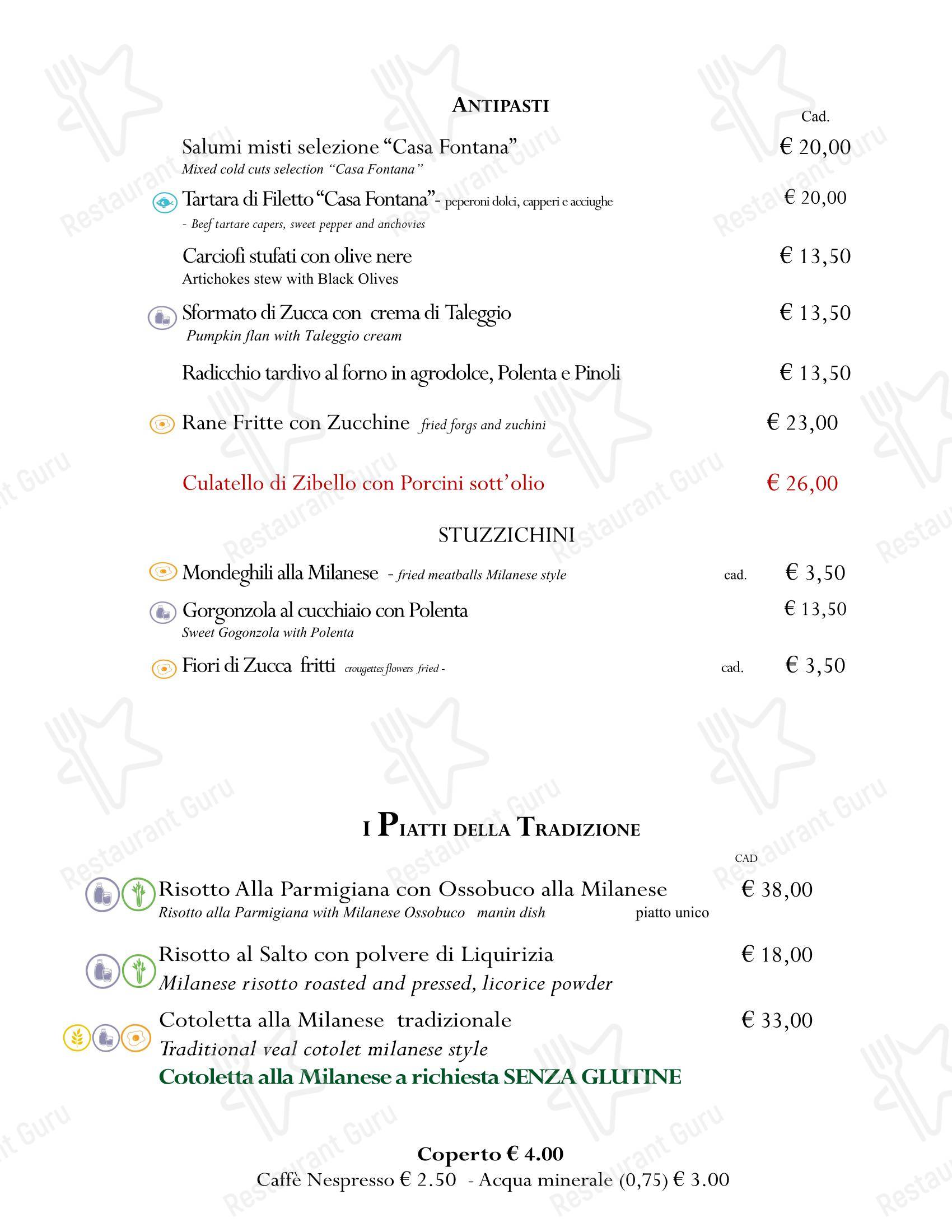 Menu di Casa Fontana - 23 Risotti-chiuso per ferie- riapre il 13 gennaio cena - 菜单