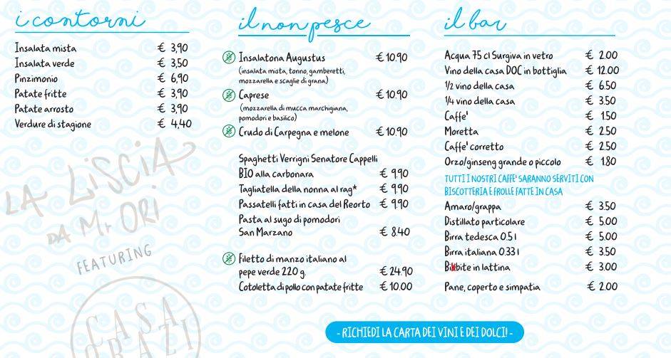 Menu di Casa Orazi 