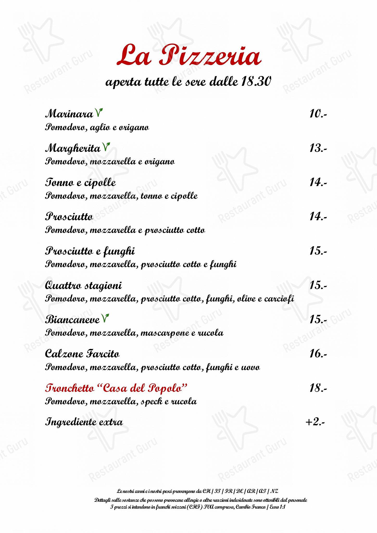 Menu di Ristorante Casa del Popolo - Group Booking Menu