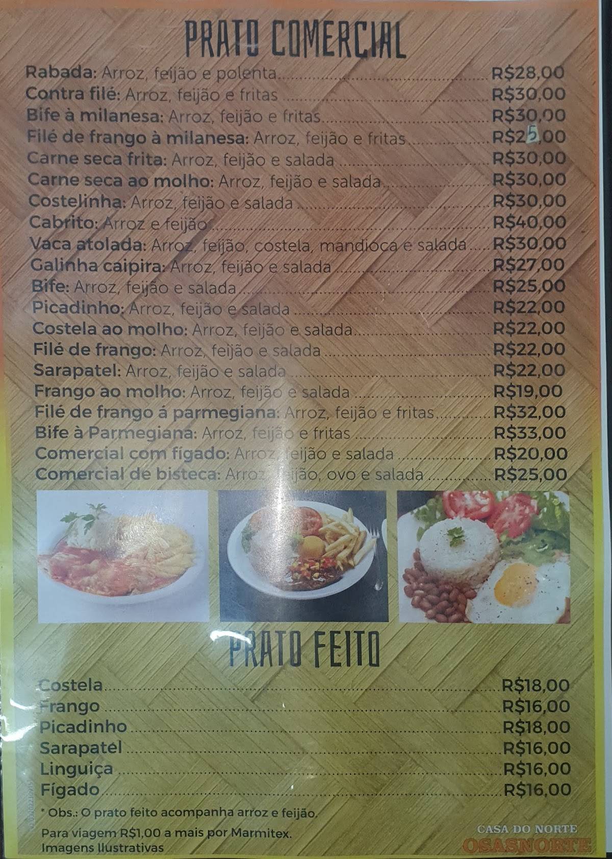 Casa do Norte Osasnorte cardápio