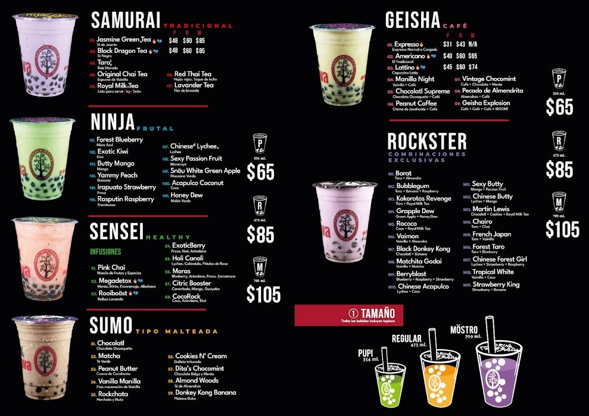 Menu at Cassava Roots Perisur cafe, Mexico City