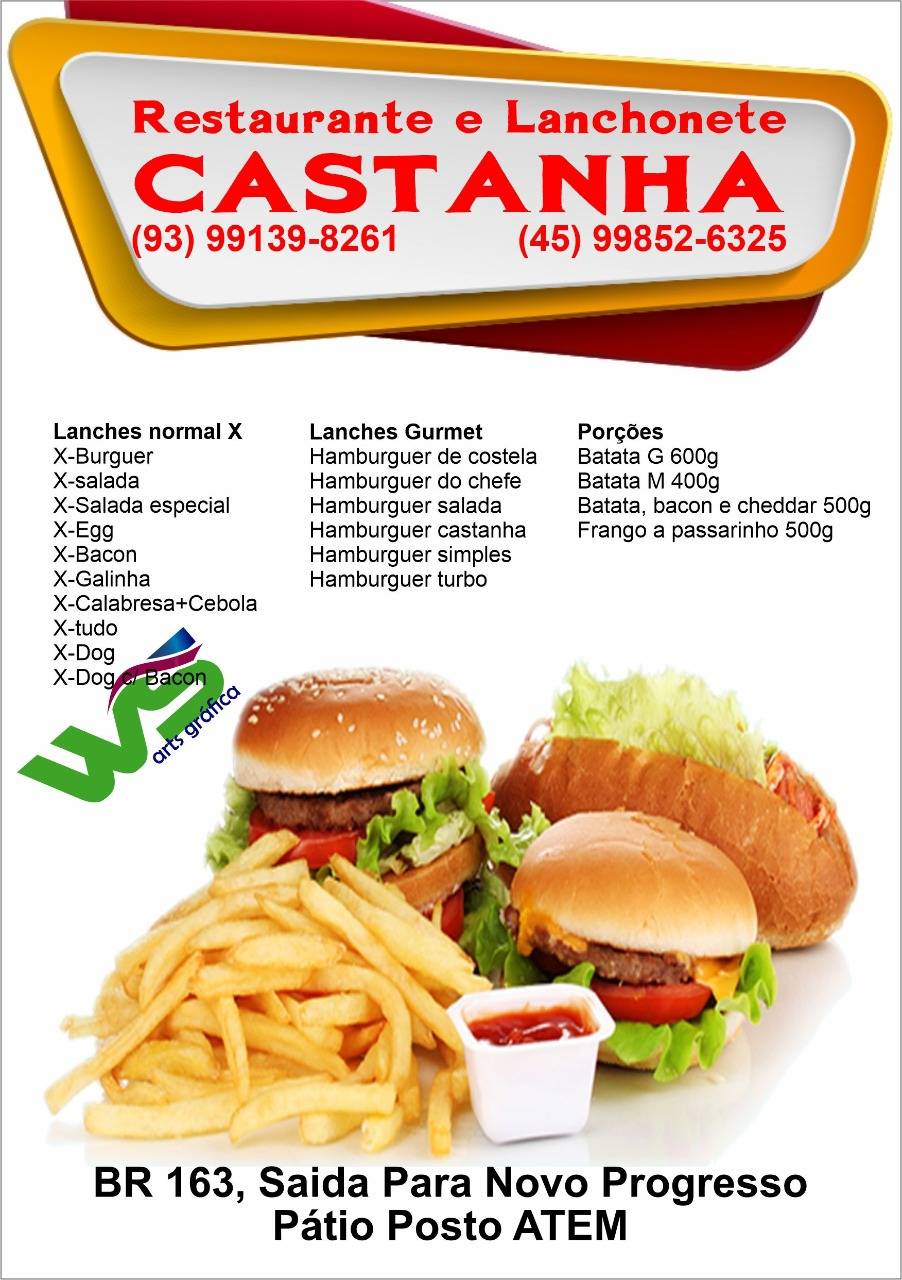 Castanha Restaurante e Lanchonete cardápio