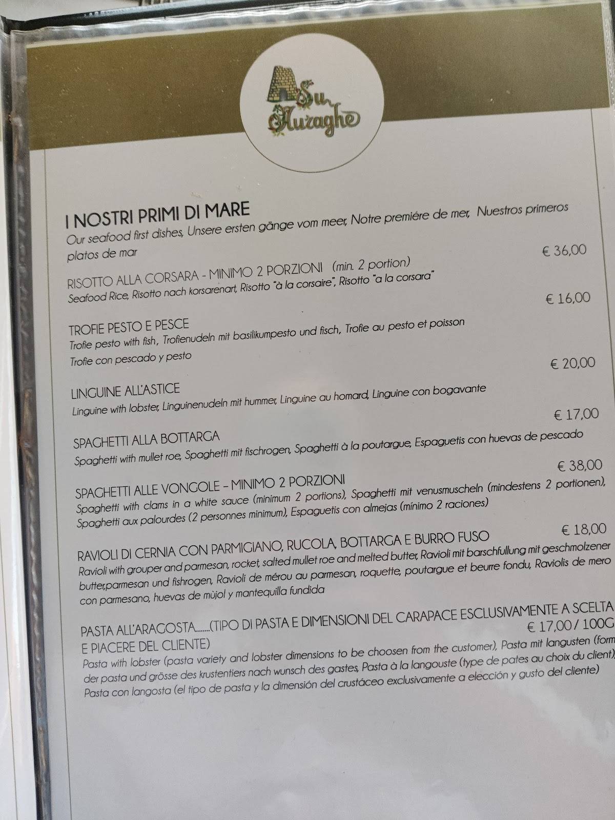 Menu di Ristorante Rocca 'ja 