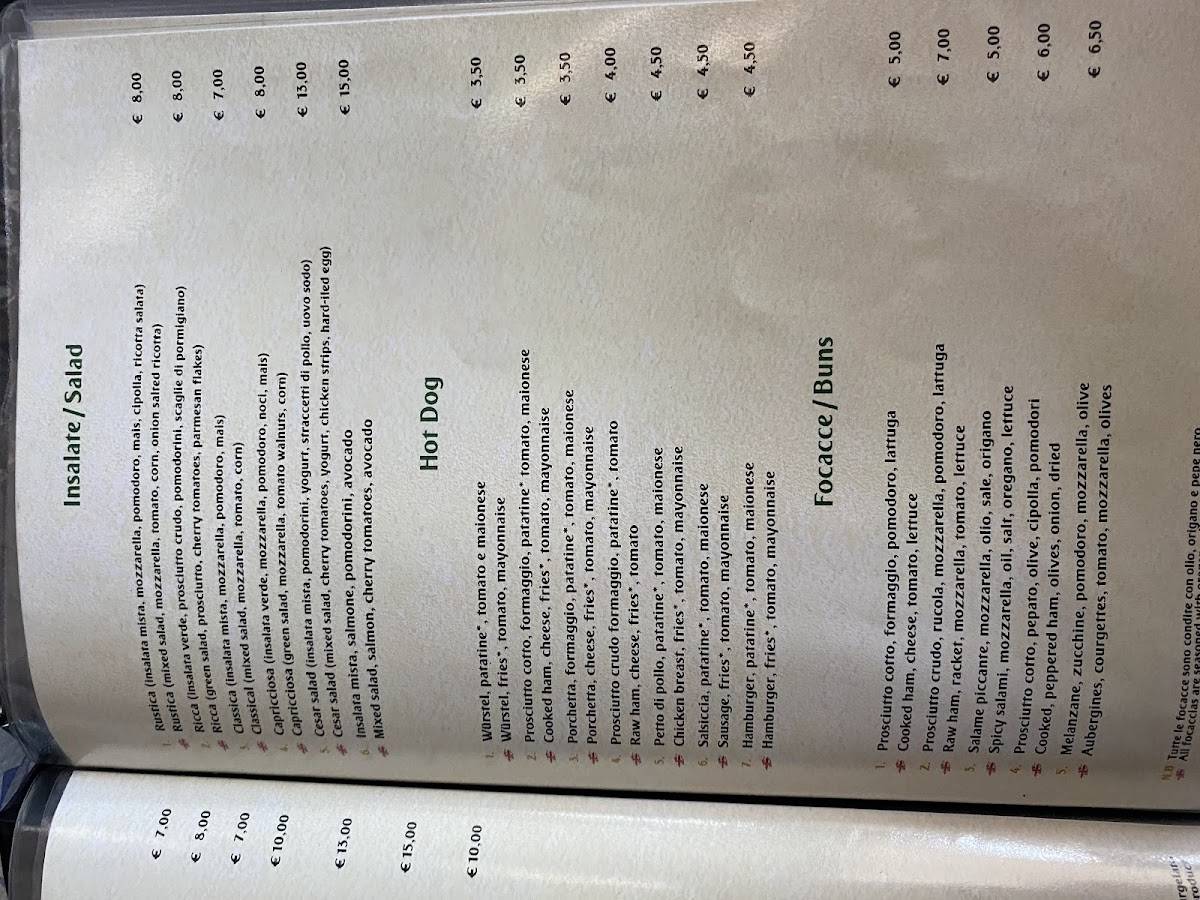 Menu di Spaghetteria Seven 