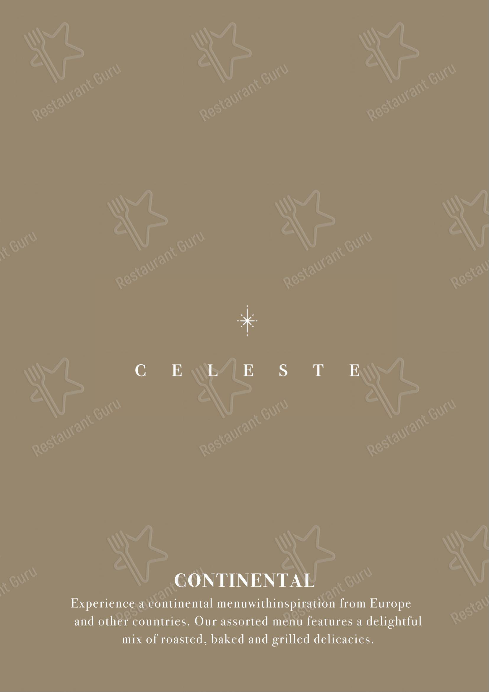 菜单 for the Celeste by Mindescapes restaurant