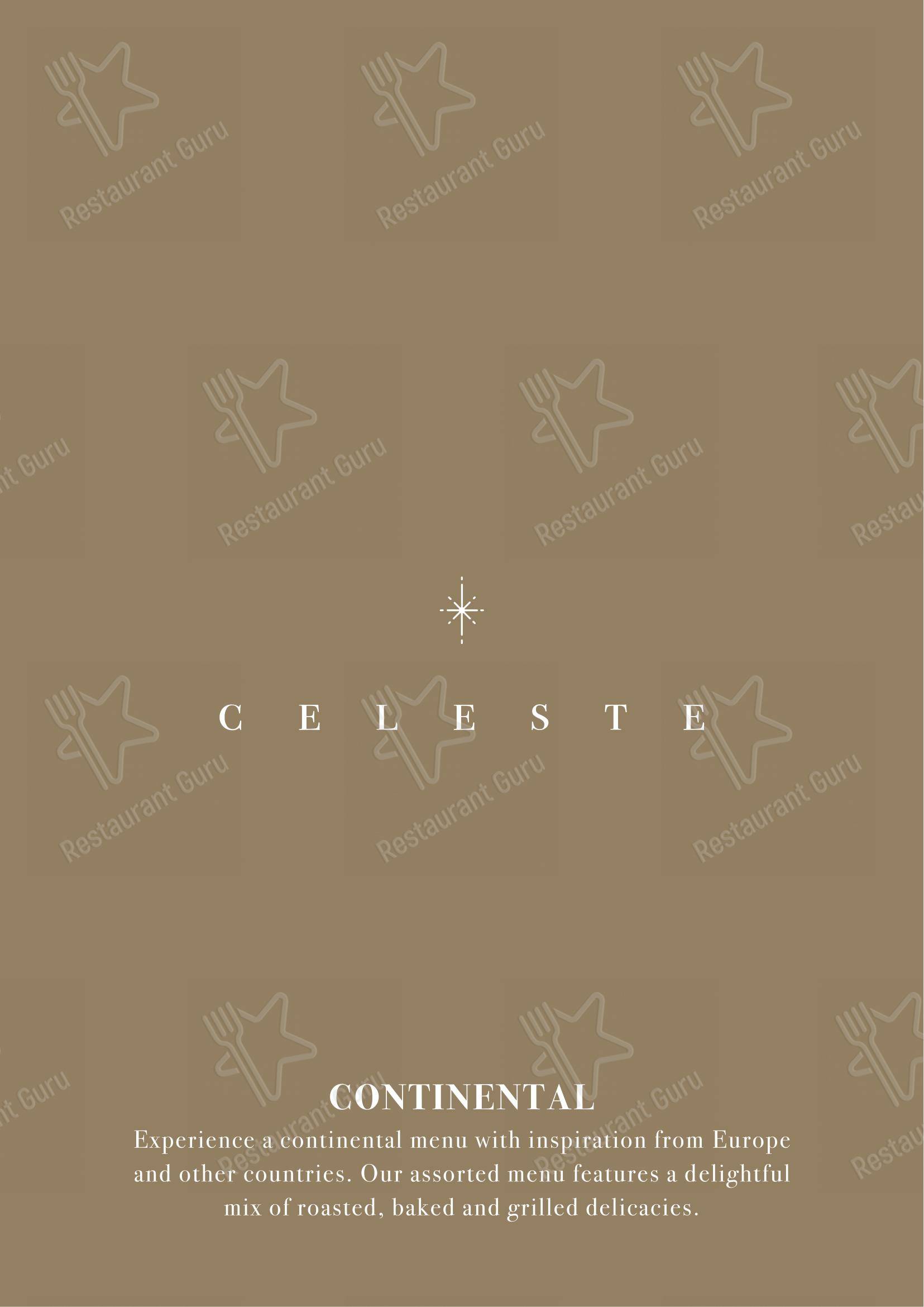 Menu for the Celeste by Mindescapes restaurant