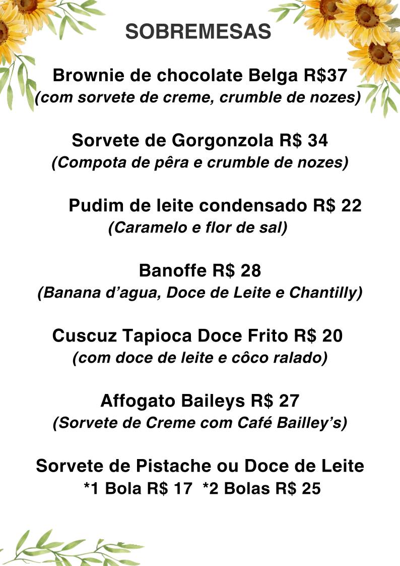 Cena Risotteria cardápio