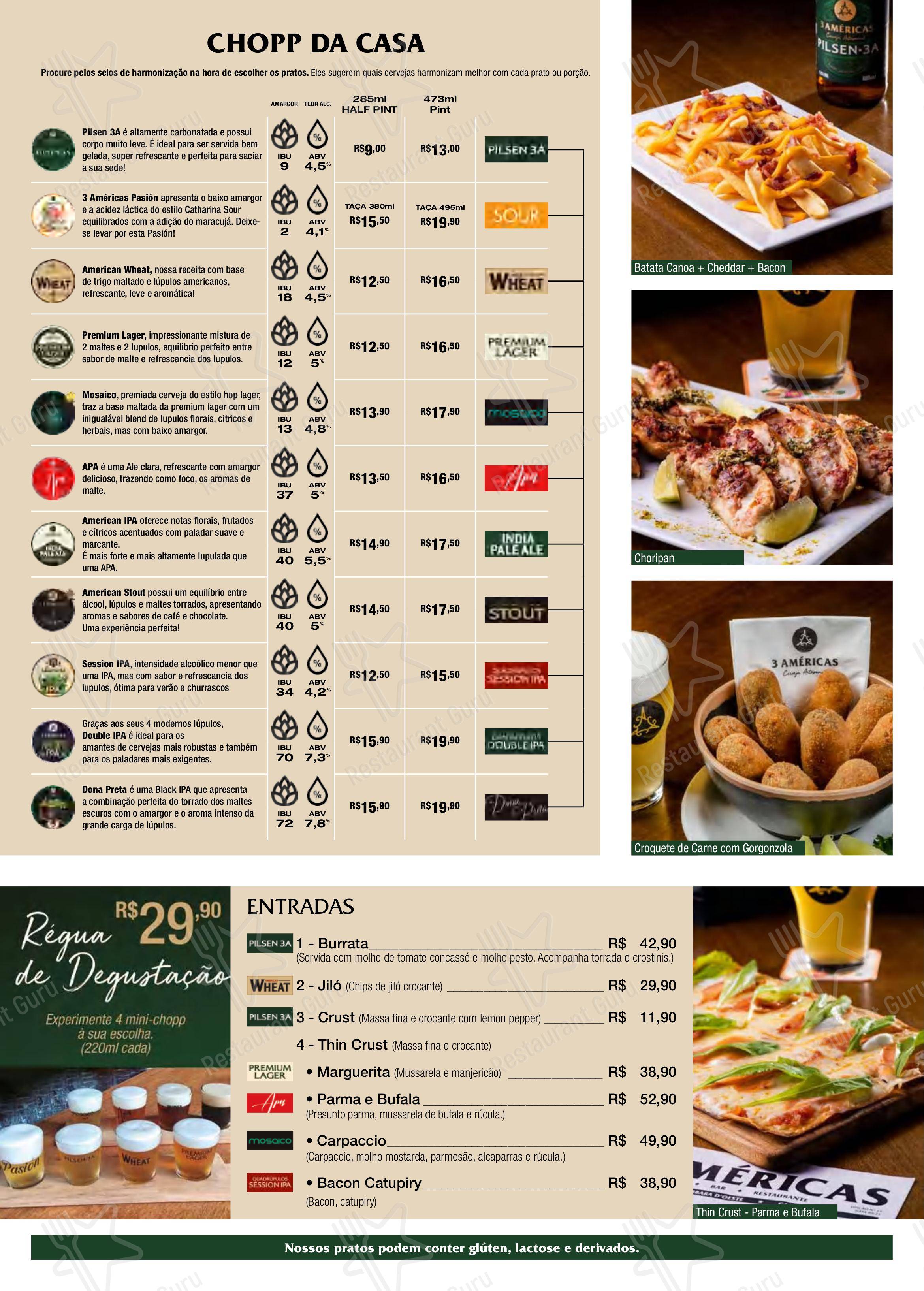Cervejaria 3 Américas - Menu bar
