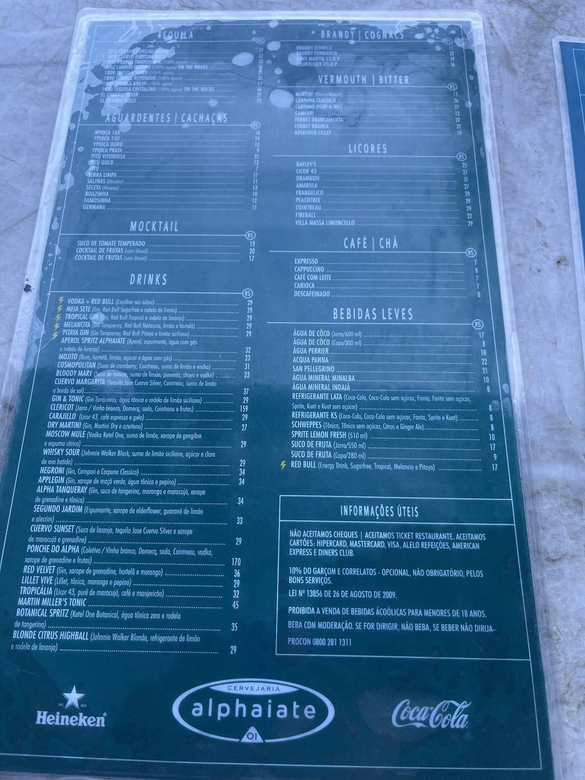 Cervejaria Alphaiate cardápio