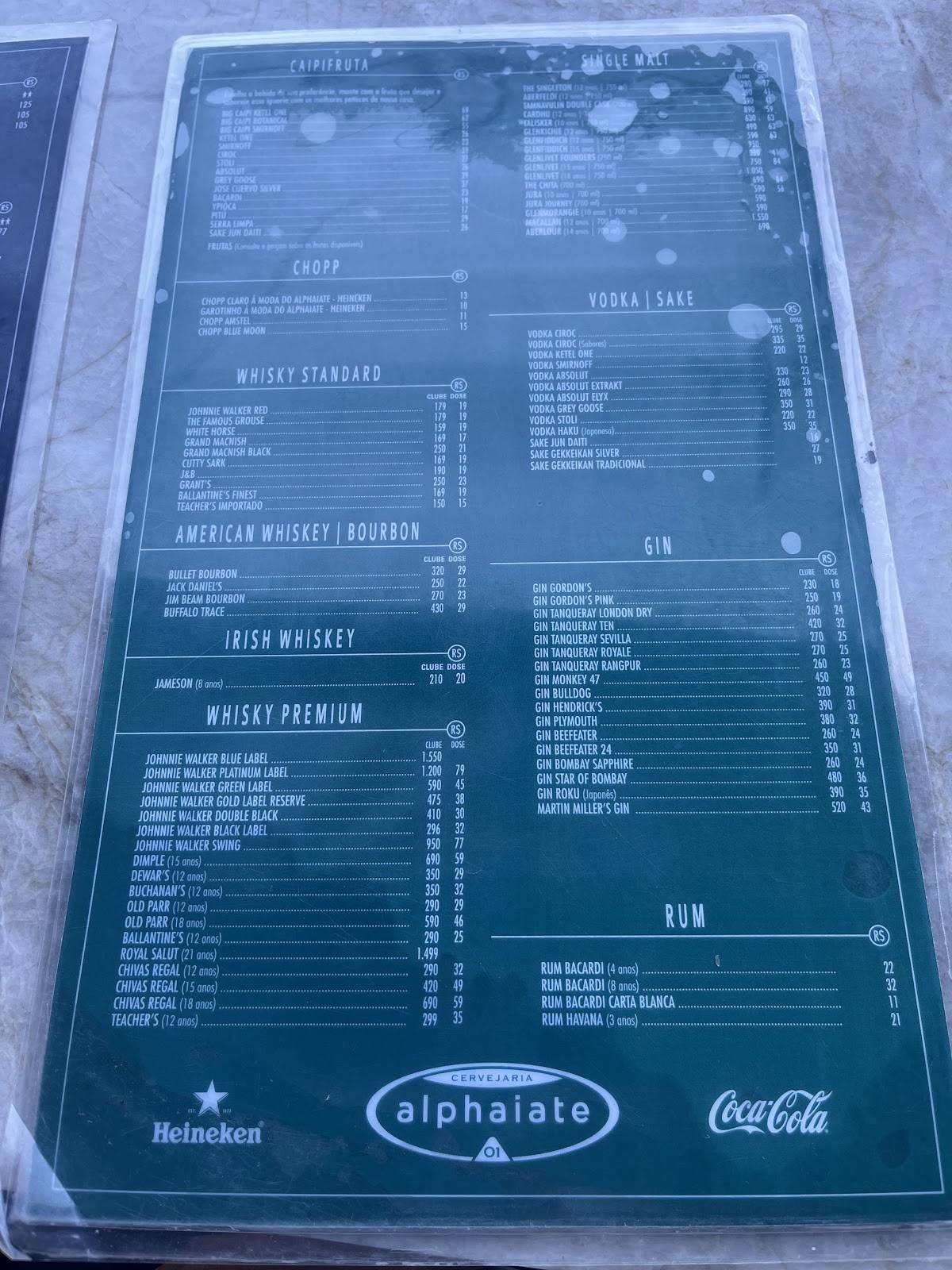 Cervejaria Alphaiate cardápio