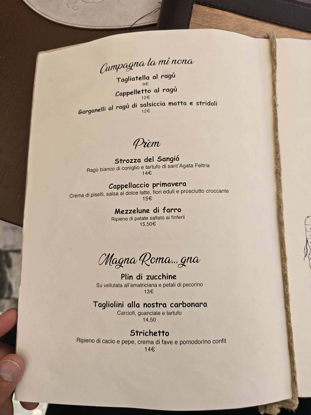 Menu di Al Sangiò - Magna e bè 